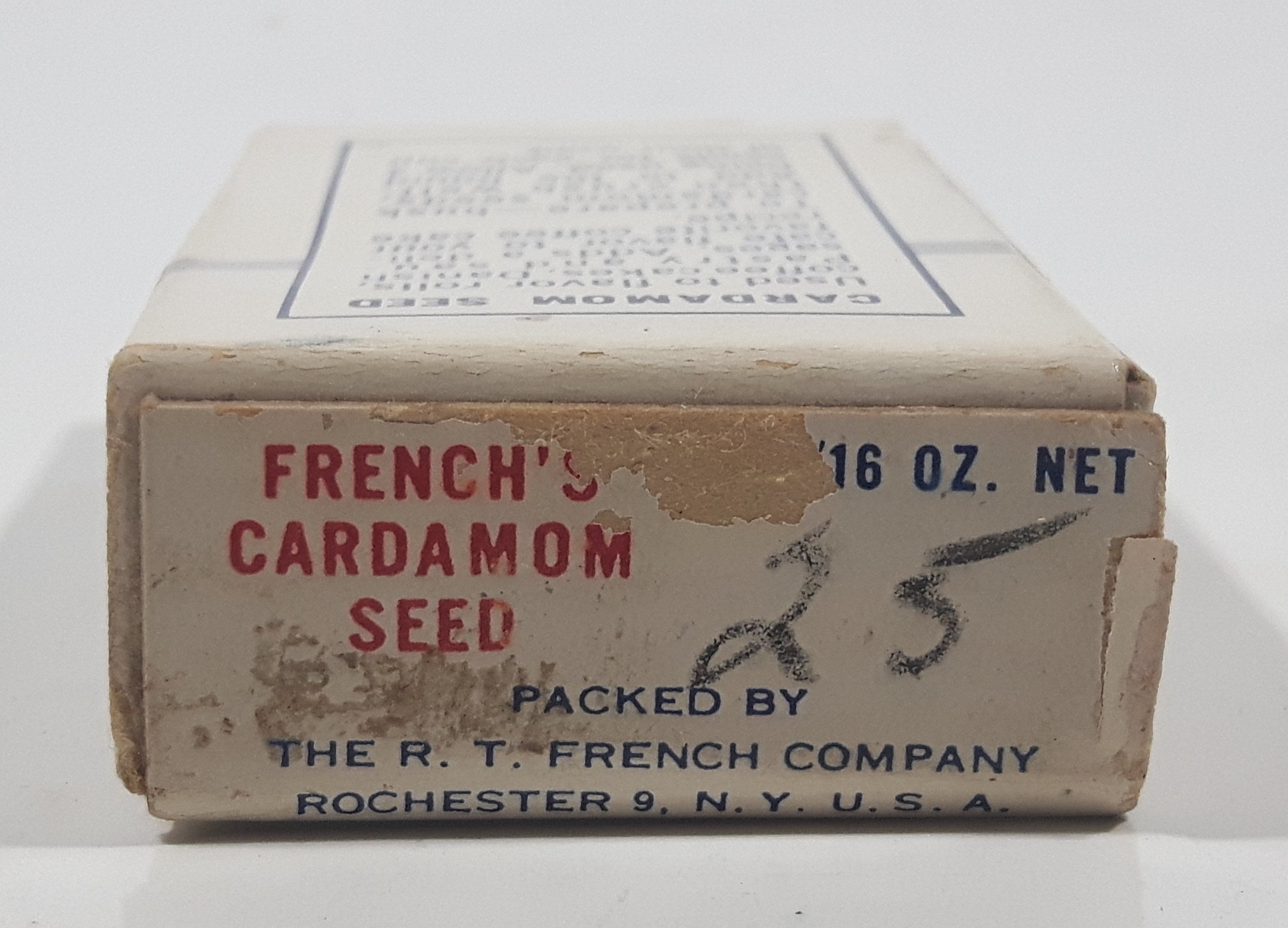 Vintage French's Cardamom Seed "Spice Adds Zest To Food" Small 2 1/2" Tall Food Box Never Opened 10