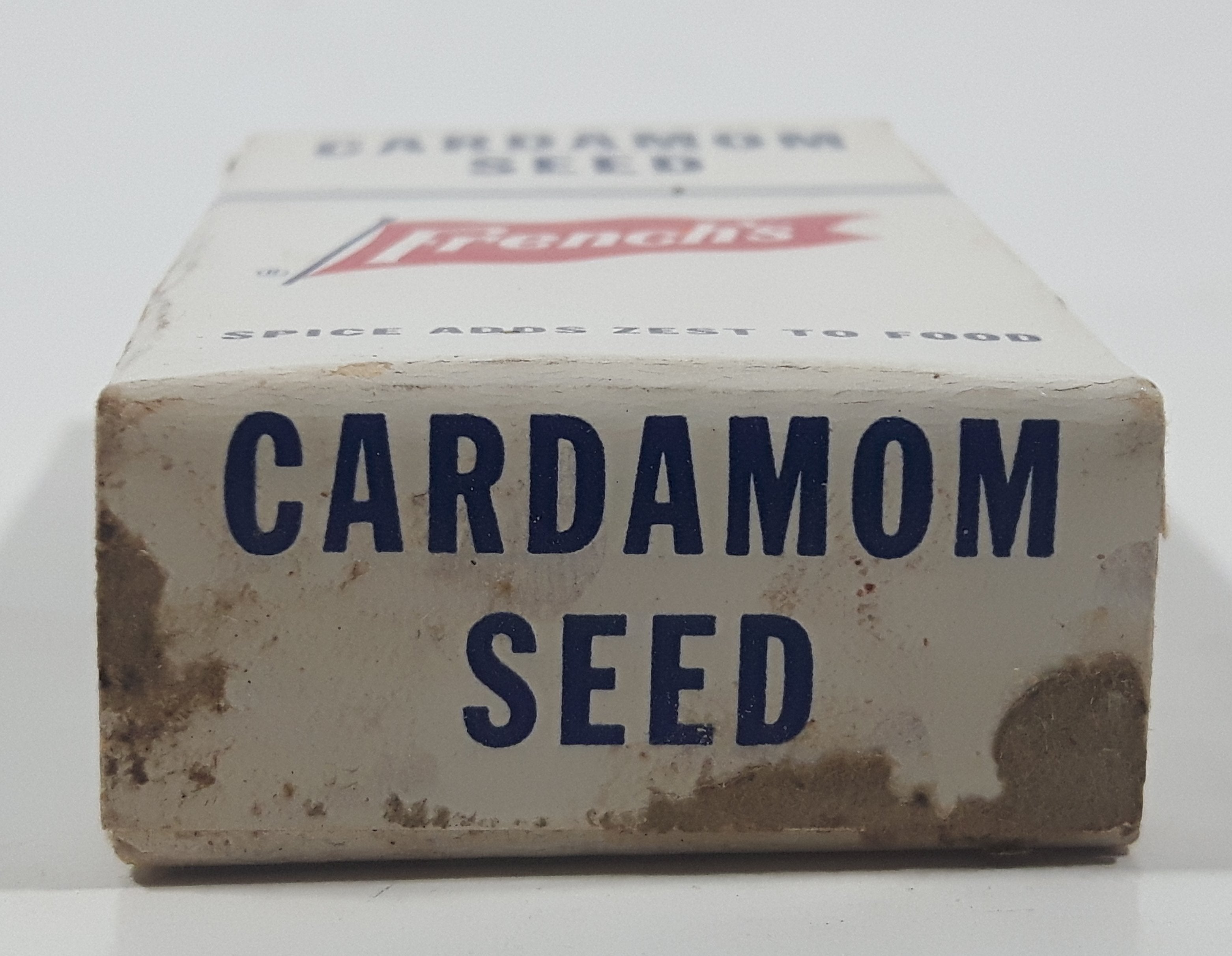 Vintage French's Cardamom Seed "Spice Adds Zest To Food" Small 2 1/2" Tall Food Box Never Opened 11