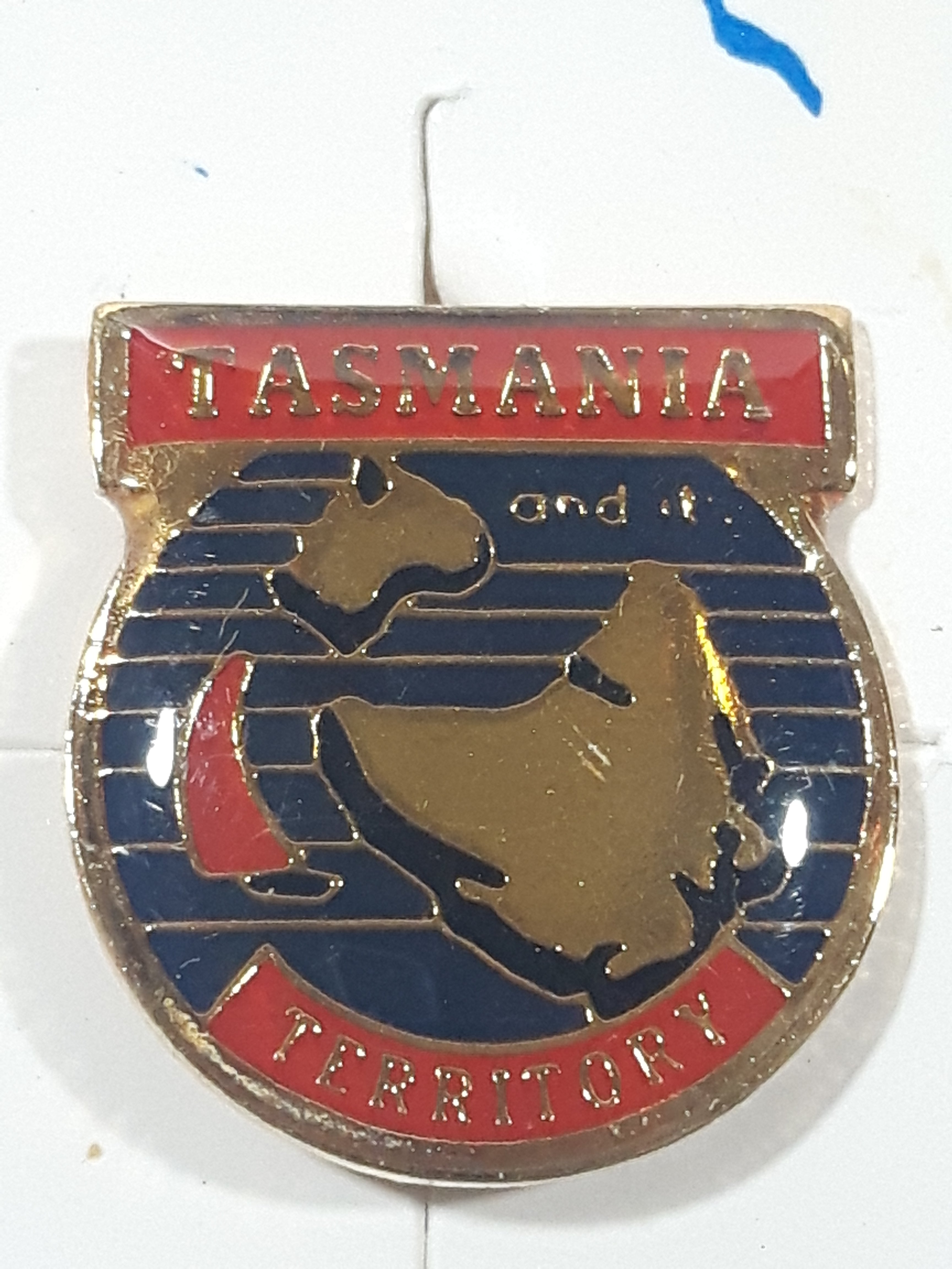 Tasmania and its Territory Enamel Metal Lapel Pin Brooch on Card 2