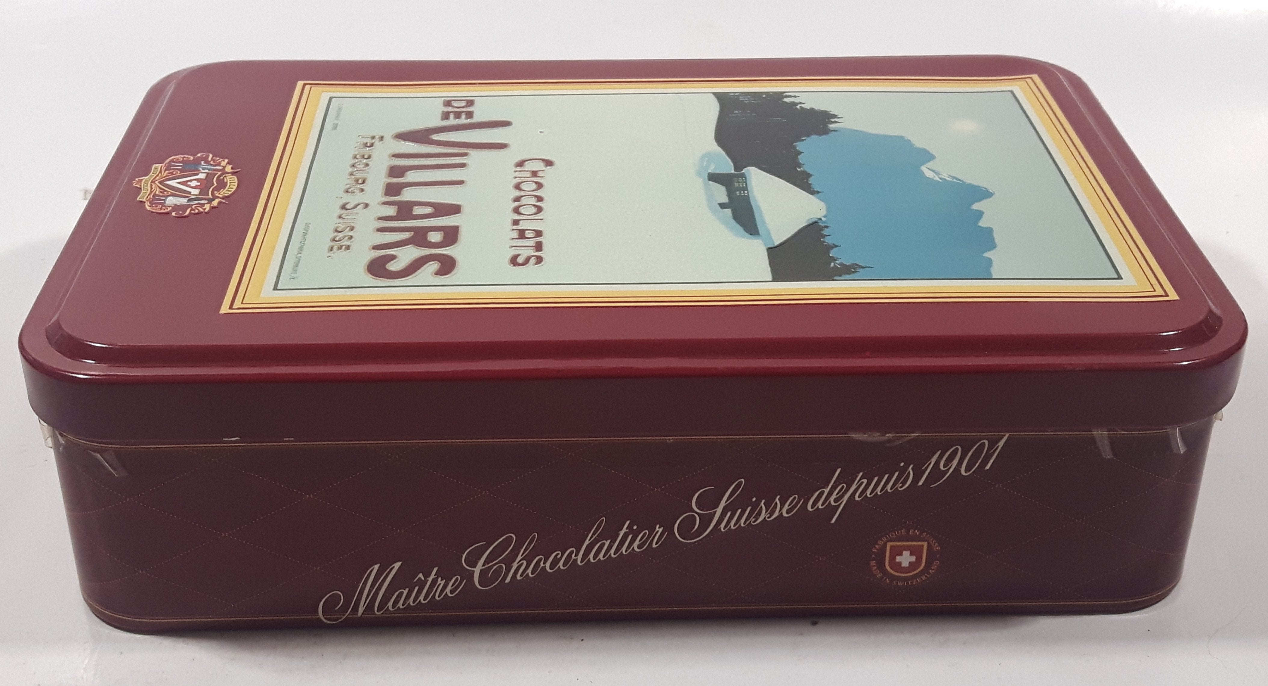 De Villars Fribourg Suisse Chocolats E. Cardinaux, Berne Tin Metal Container 3