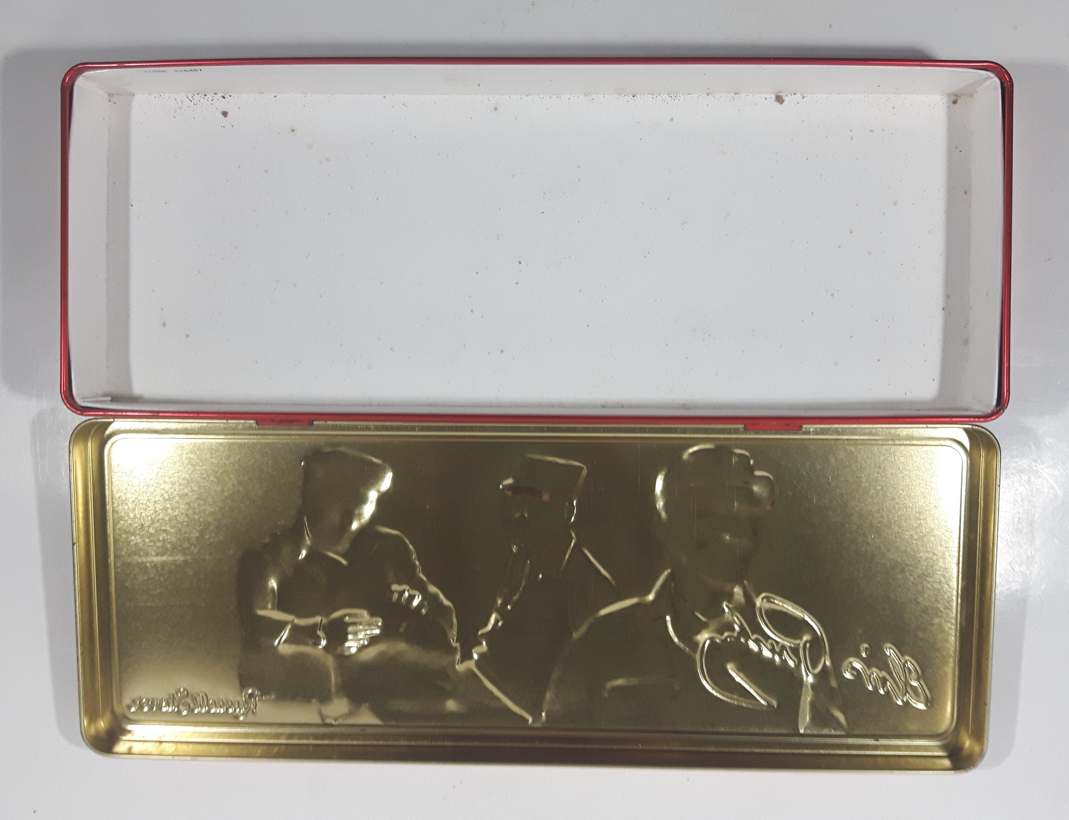 2002 Russell Stover Elvis Presley Enterprises Elvis Presley U.S. Army 12 3/8" Long Embossed Tin Metal Container 6