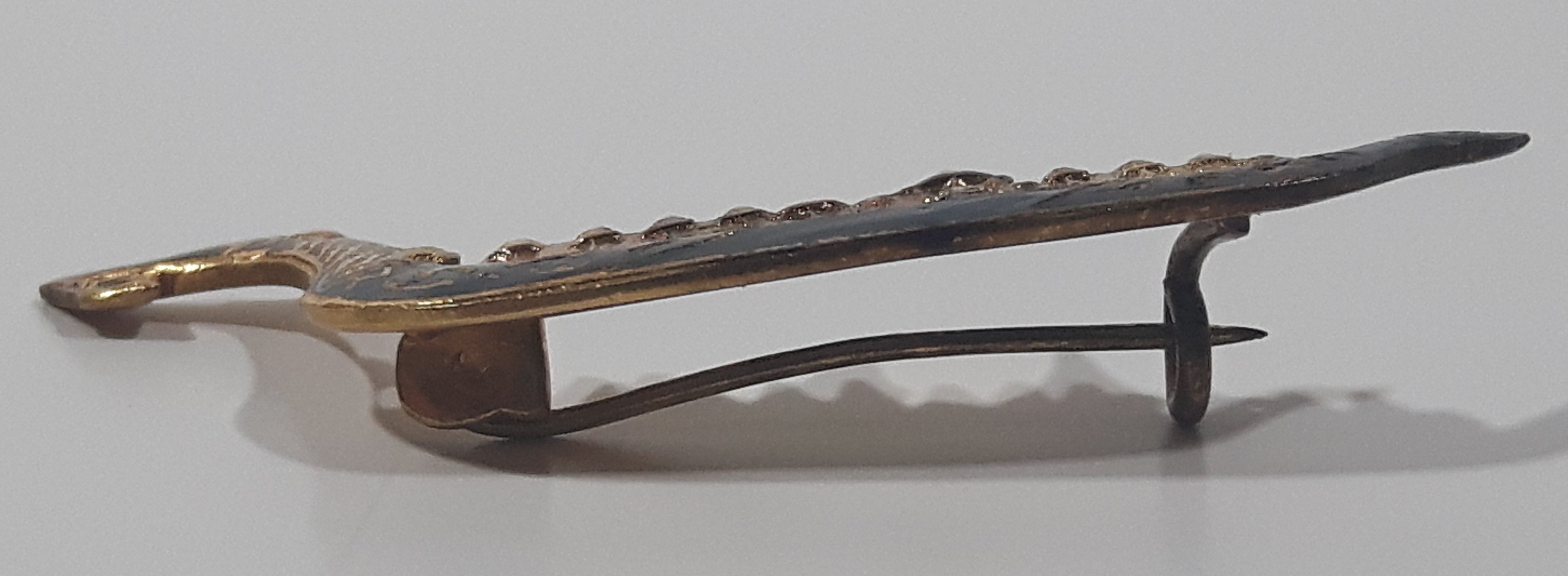 Vintage Siam Thailand Dragon Boat Gold Look Metal Pin 3