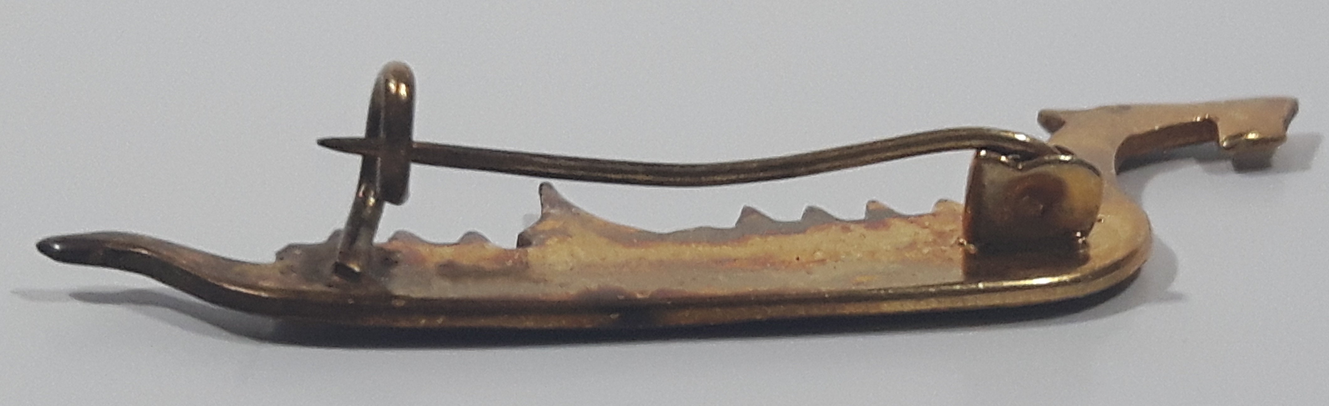 Vintage Siam Thailand Dragon Boat Gold Look Metal Pin 4