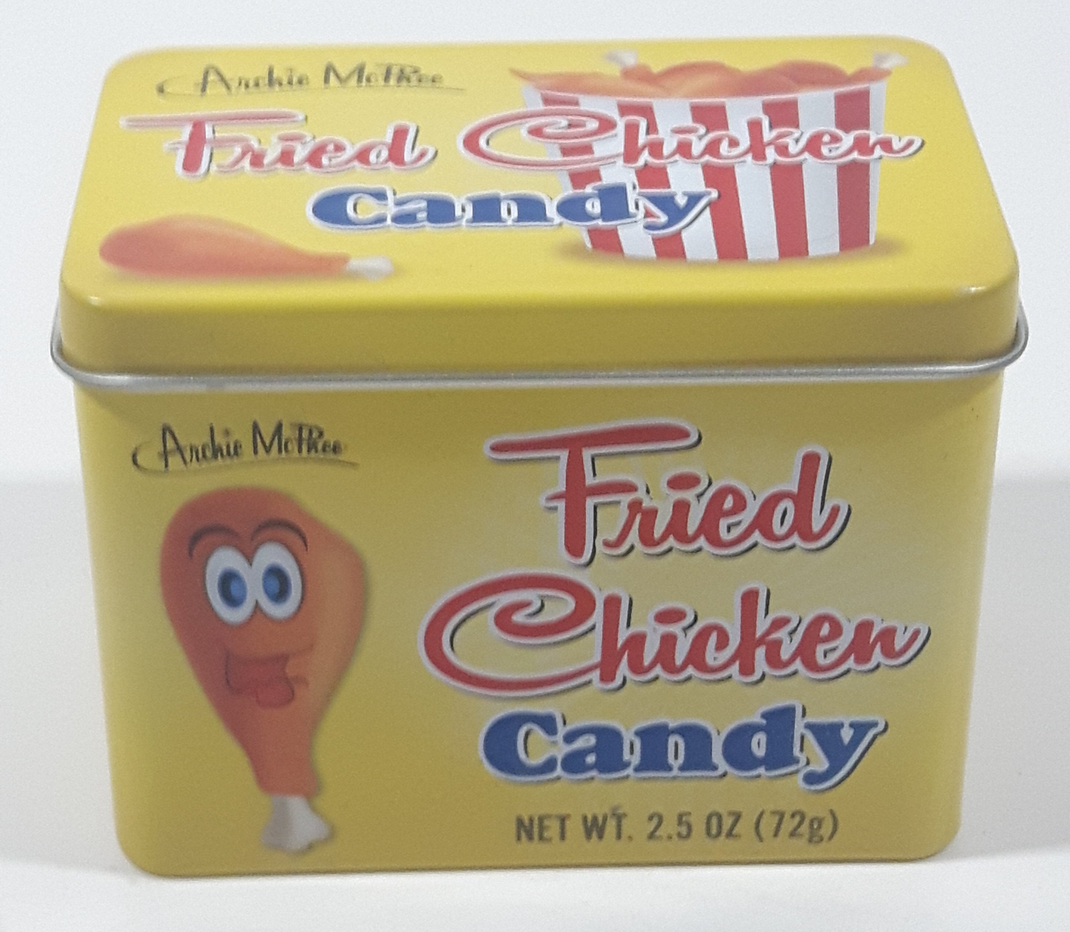 Archie McPhee Fried Chicken Candy "World's Finest Fowl Confection!" Small Tin Metal Container EMPTY 8