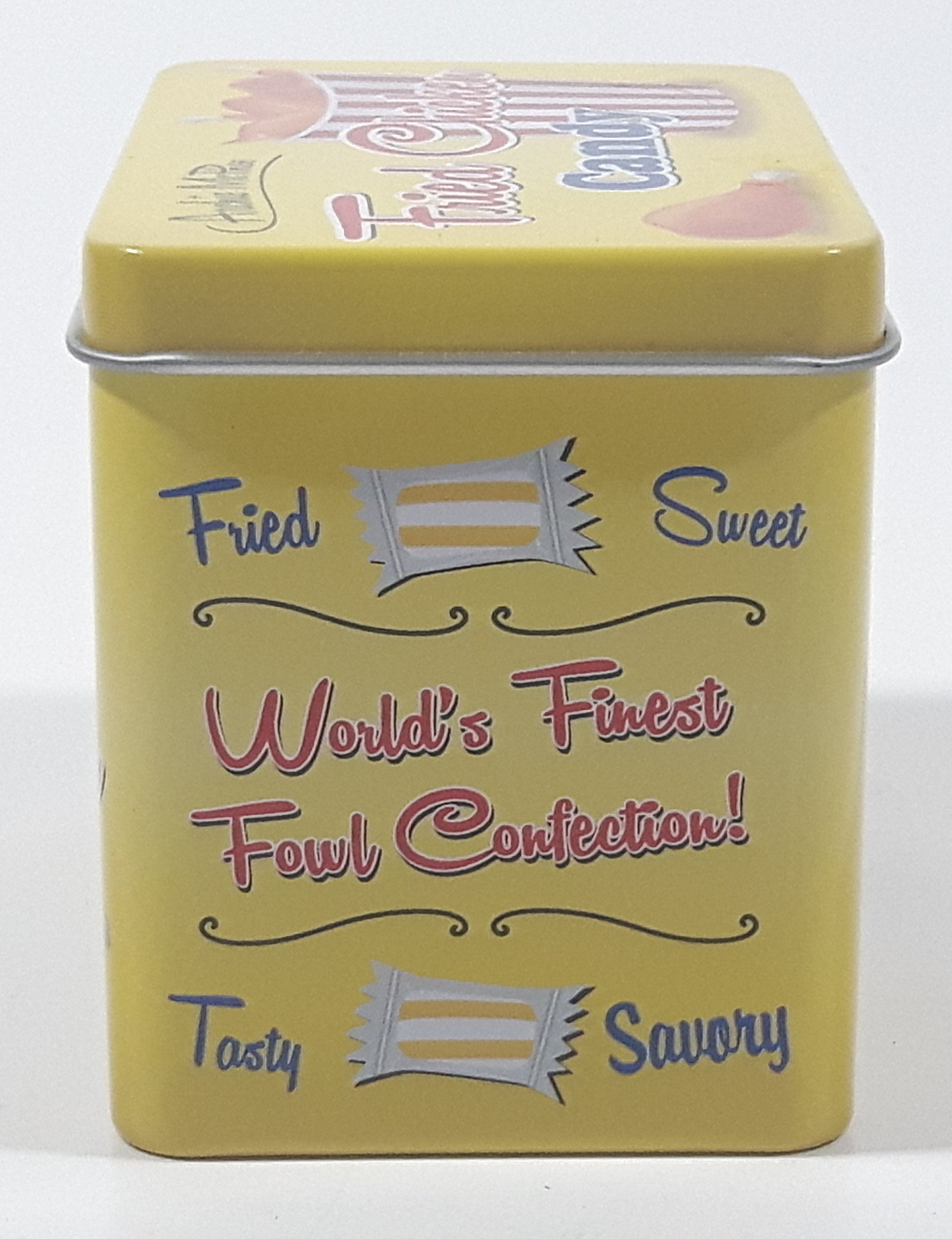 Archie McPhee Fried Chicken Candy "World's Finest Fowl Confection!" Small Tin Metal Container EMPTY 4