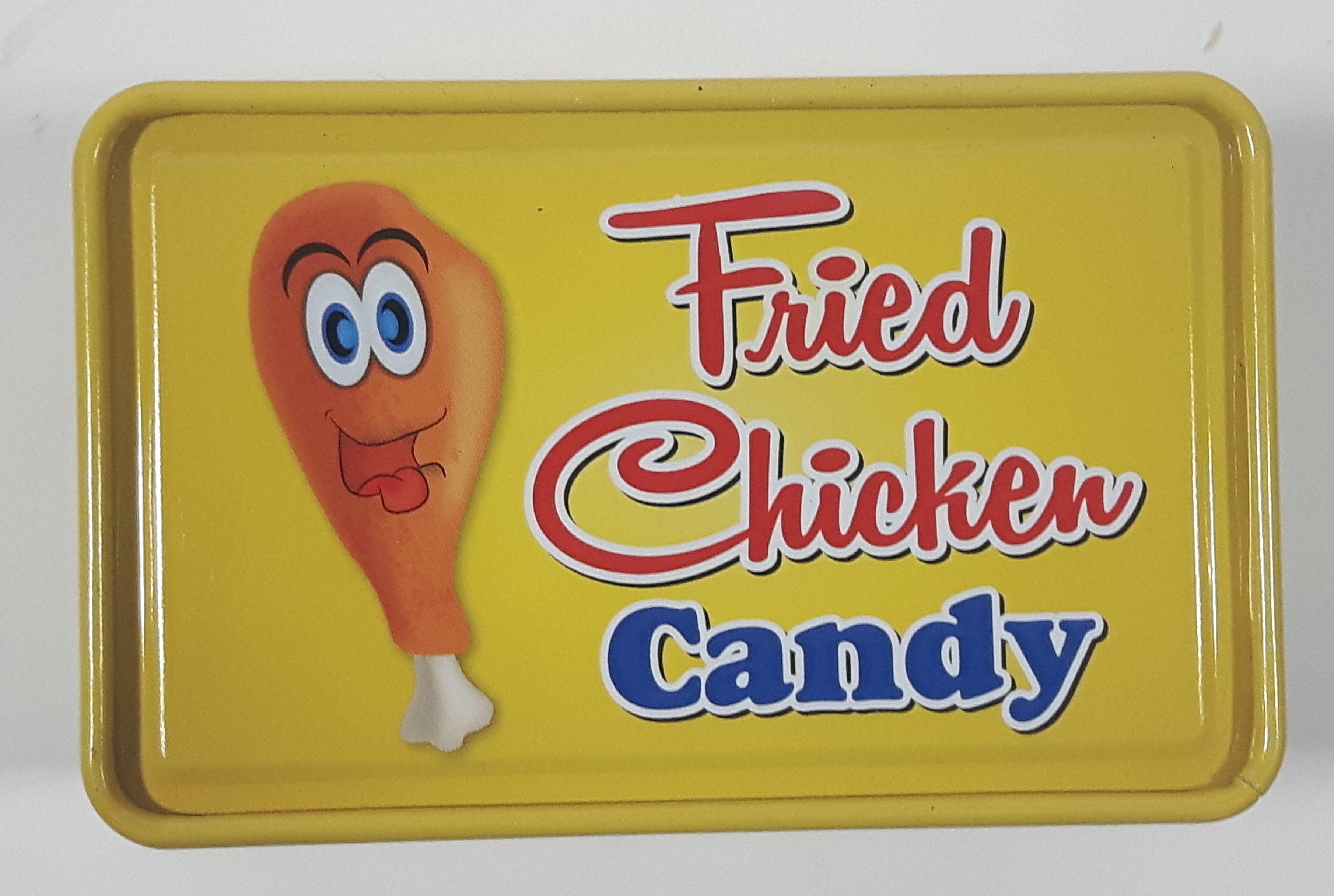 Archie McPhee Fried Chicken Candy "World's Finest Fowl Confection!" Small Tin Metal Container EMPTY 7