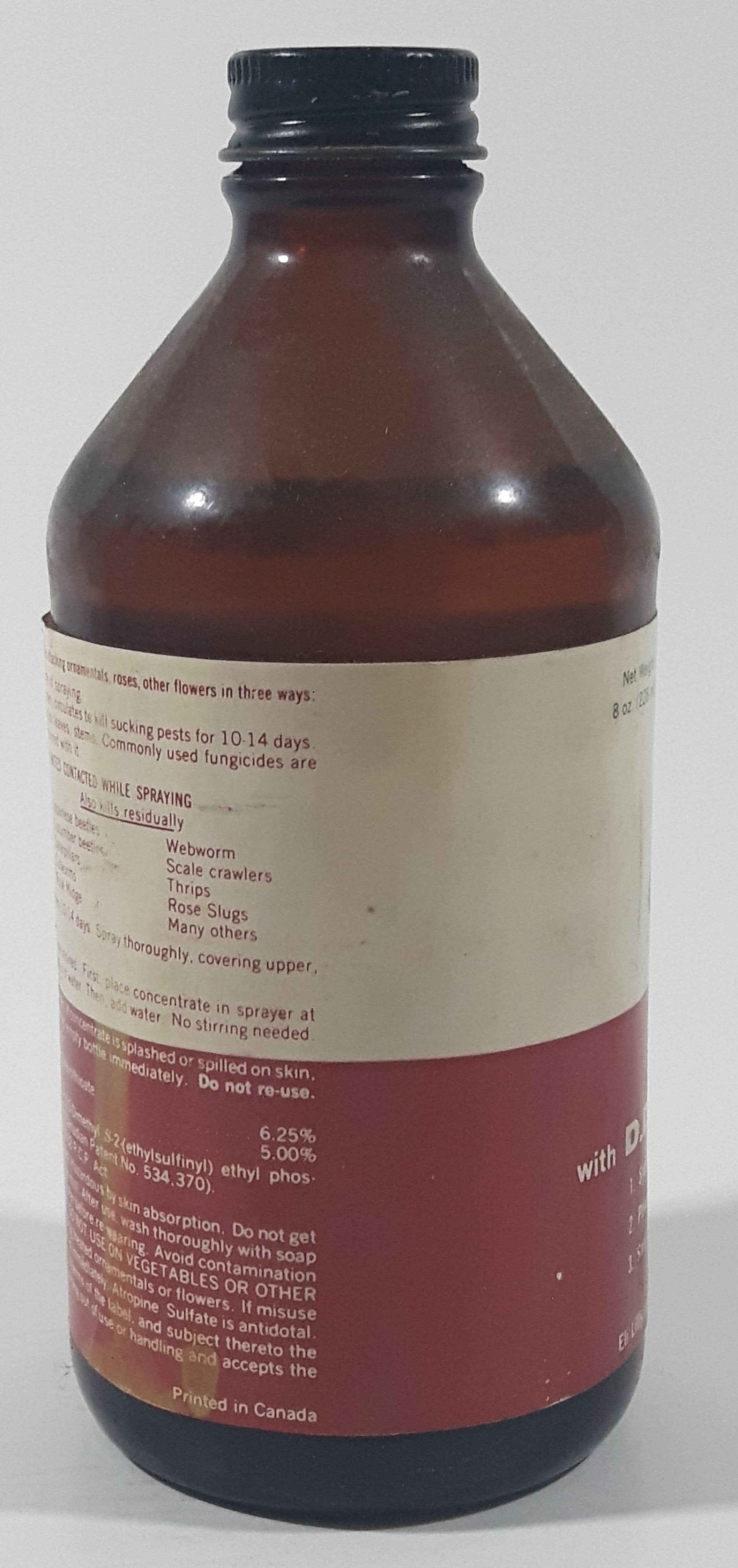 Vintage Elanco Products Greenfield Systemic Insect Spray 228mL 8 Fl Oz 5 1/2" Tall Brown Glass Bottle 7