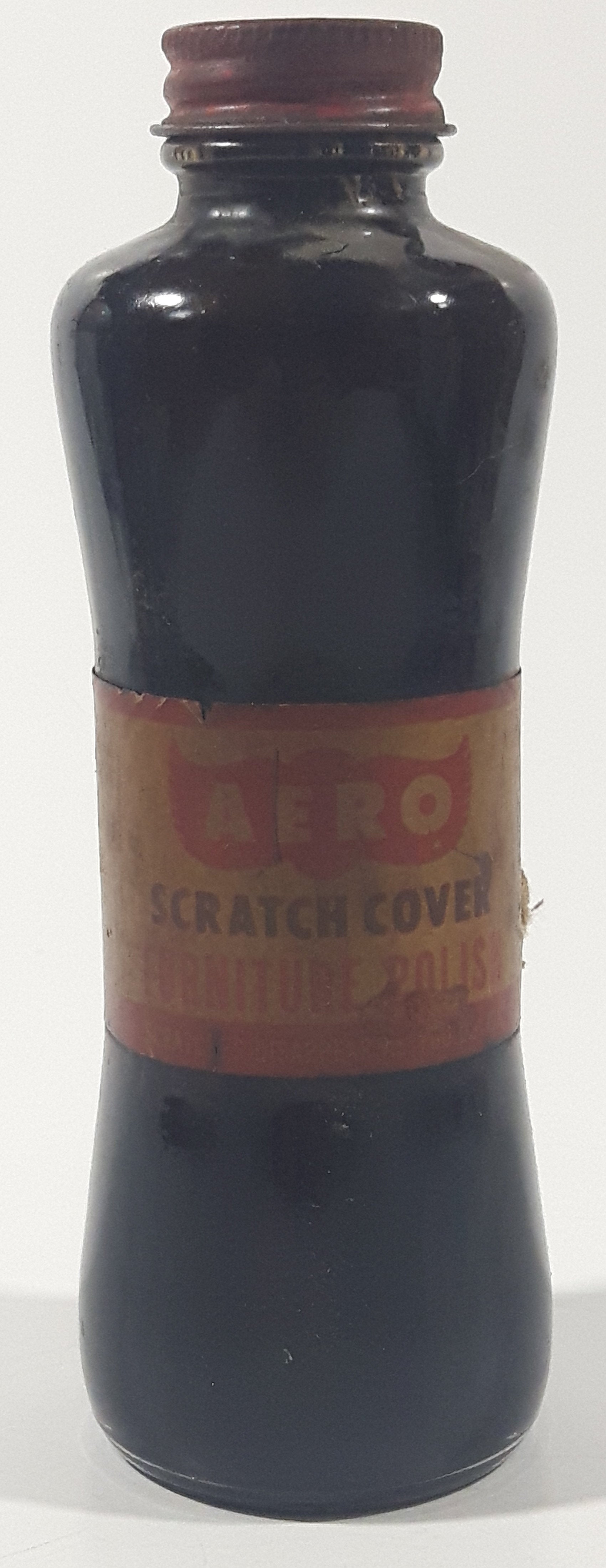 Vintage Boyle-Midway Aero Scratch Cover Furniture Polish 6" Tall Brown Glass Bottle 3