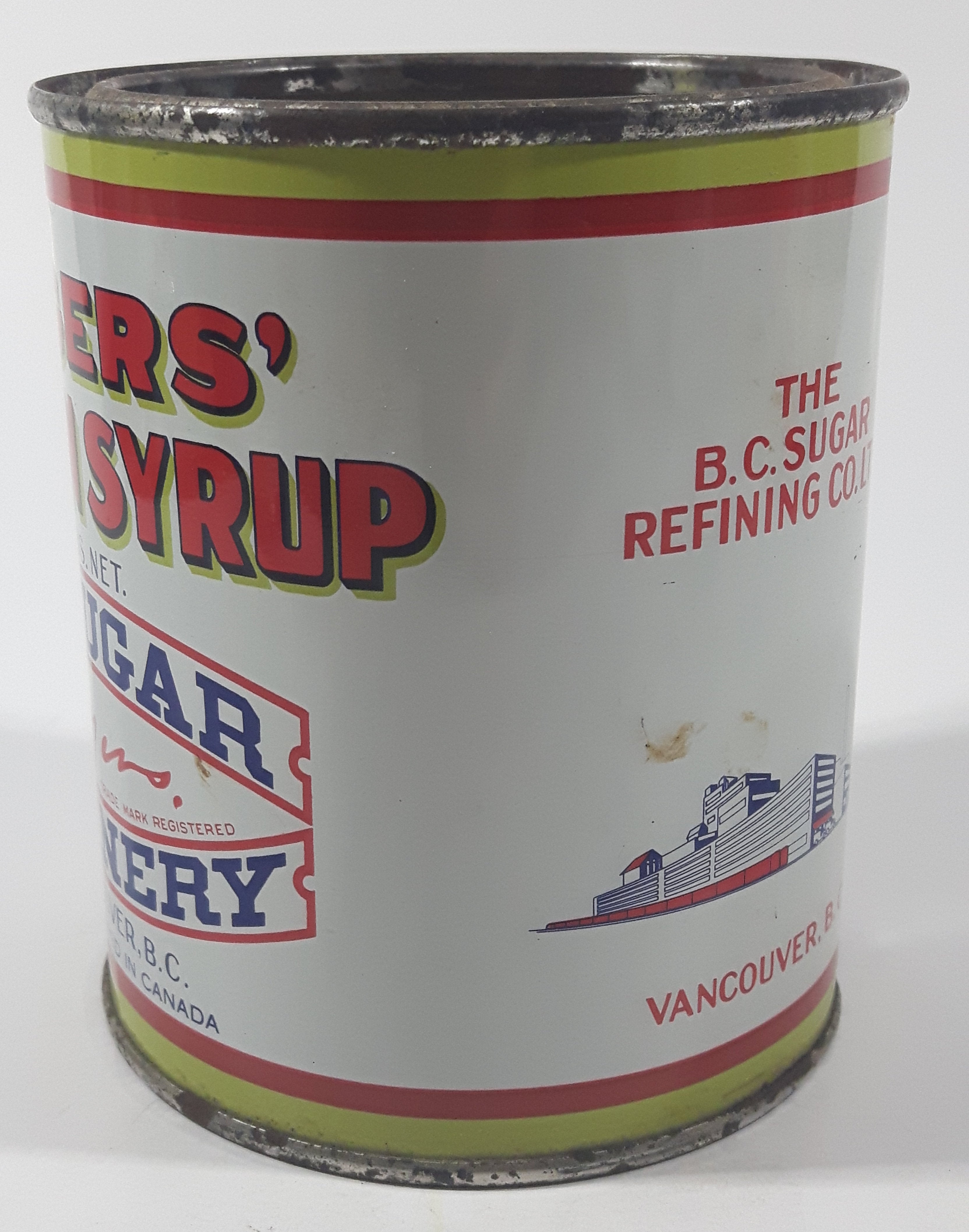 Vintage Rogers Syrup Golden Sugar Vancouver, B.C. Sugar Refinery 2lb Tin Metal Can 3