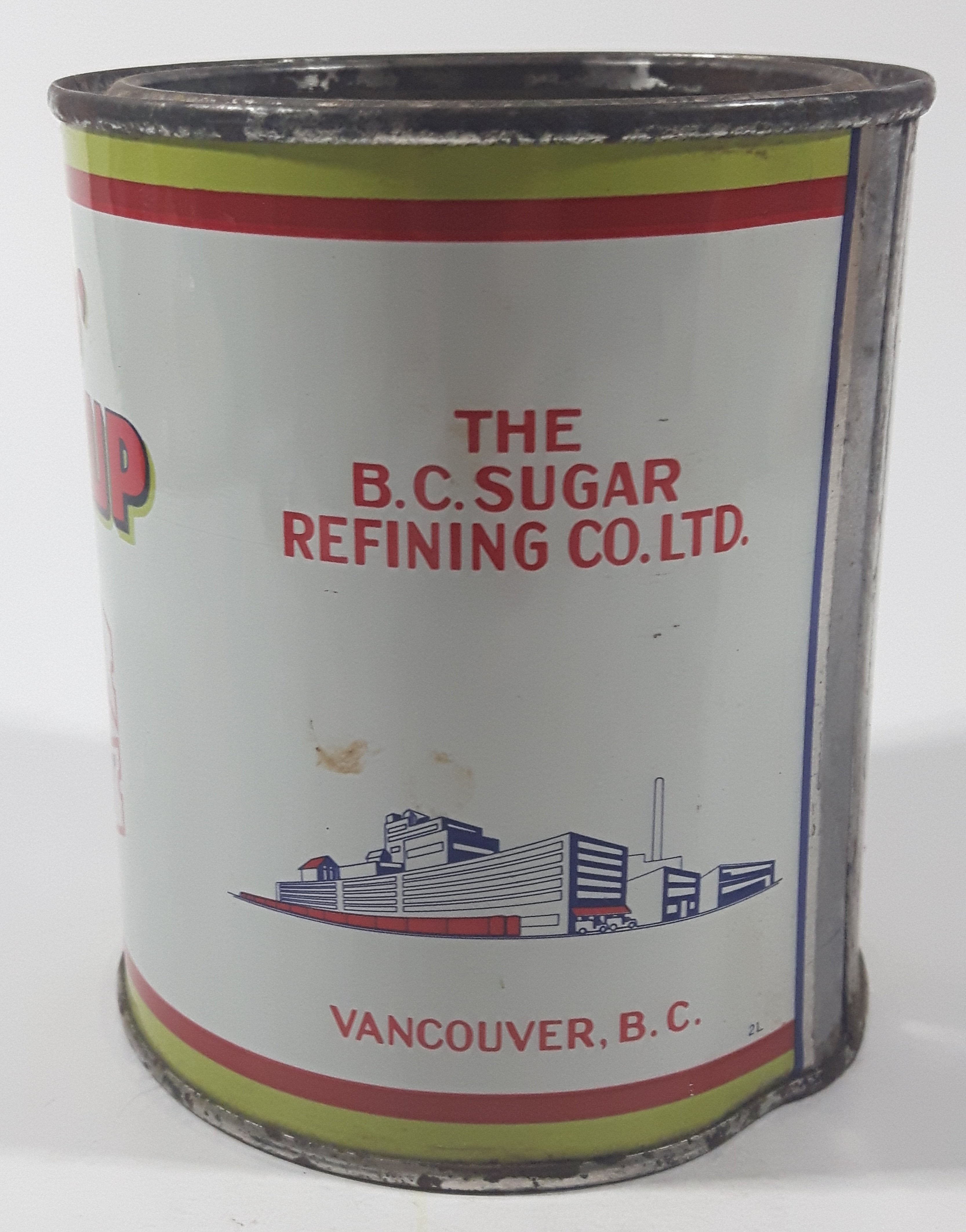 Vintage Rogers Syrup Golden Sugar Vancouver, B.C. Sugar Refinery 2lb Tin Metal Can 4