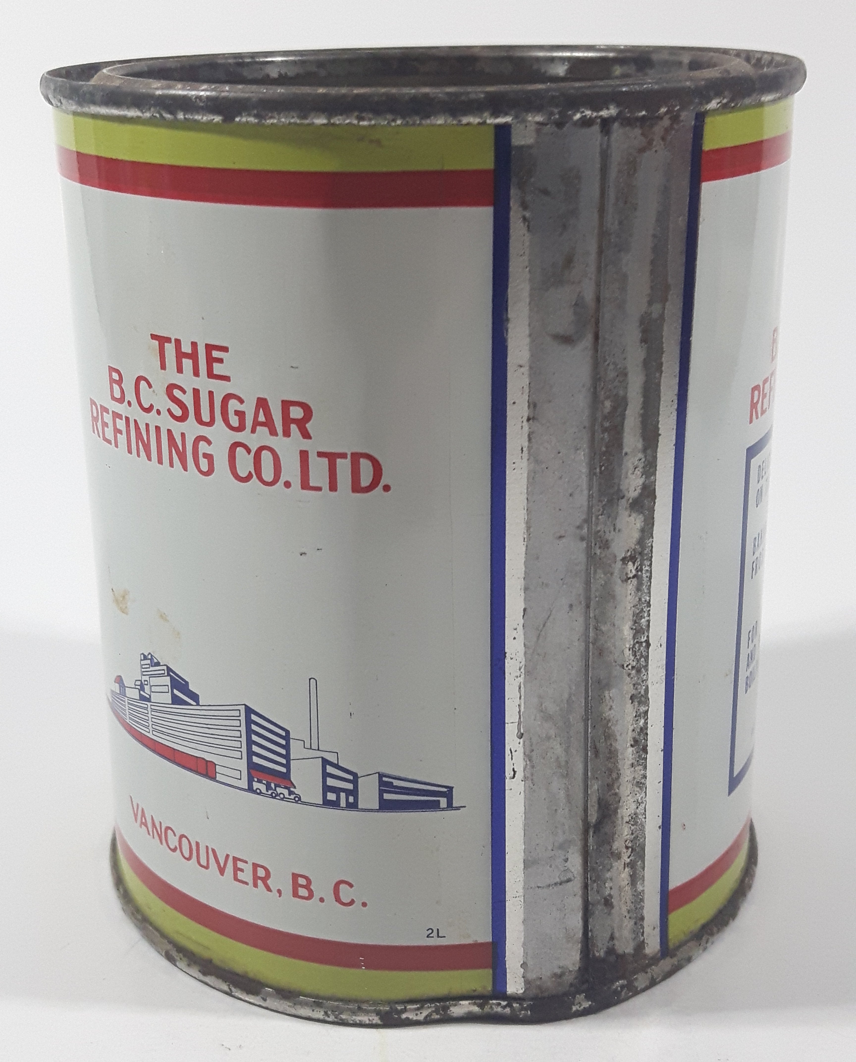 Vintage Rogers Syrup Golden Sugar Vancouver, B.C. Sugar Refinery 2lb Tin Metal Can 5