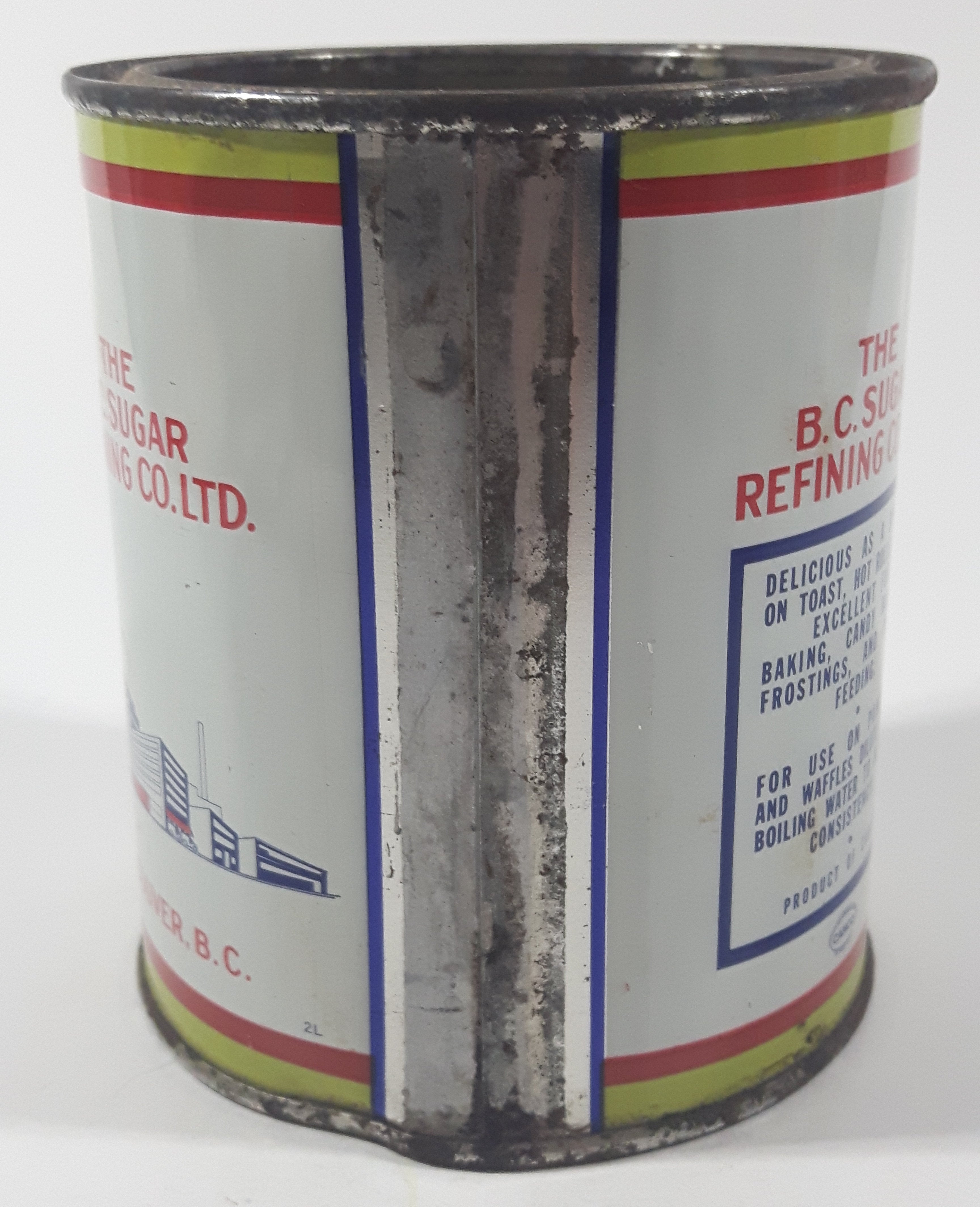 Vintage Rogers Syrup Golden Sugar Vancouver, B.C. Sugar Refinery 2lb Tin Metal Can 6