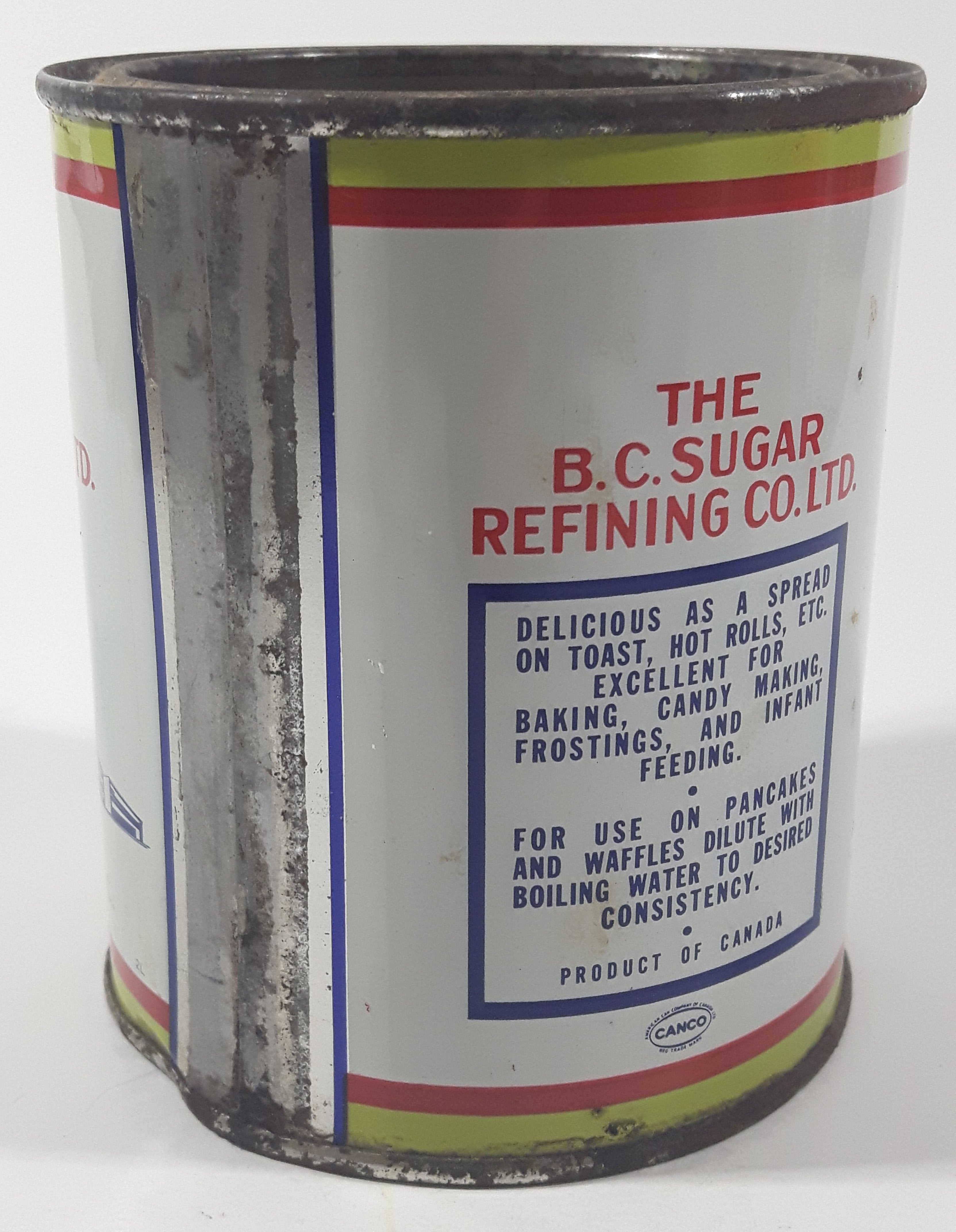Vintage Rogers Syrup Golden Sugar Vancouver, B.C. Sugar Refinery 2lb Tin Metal Can 7