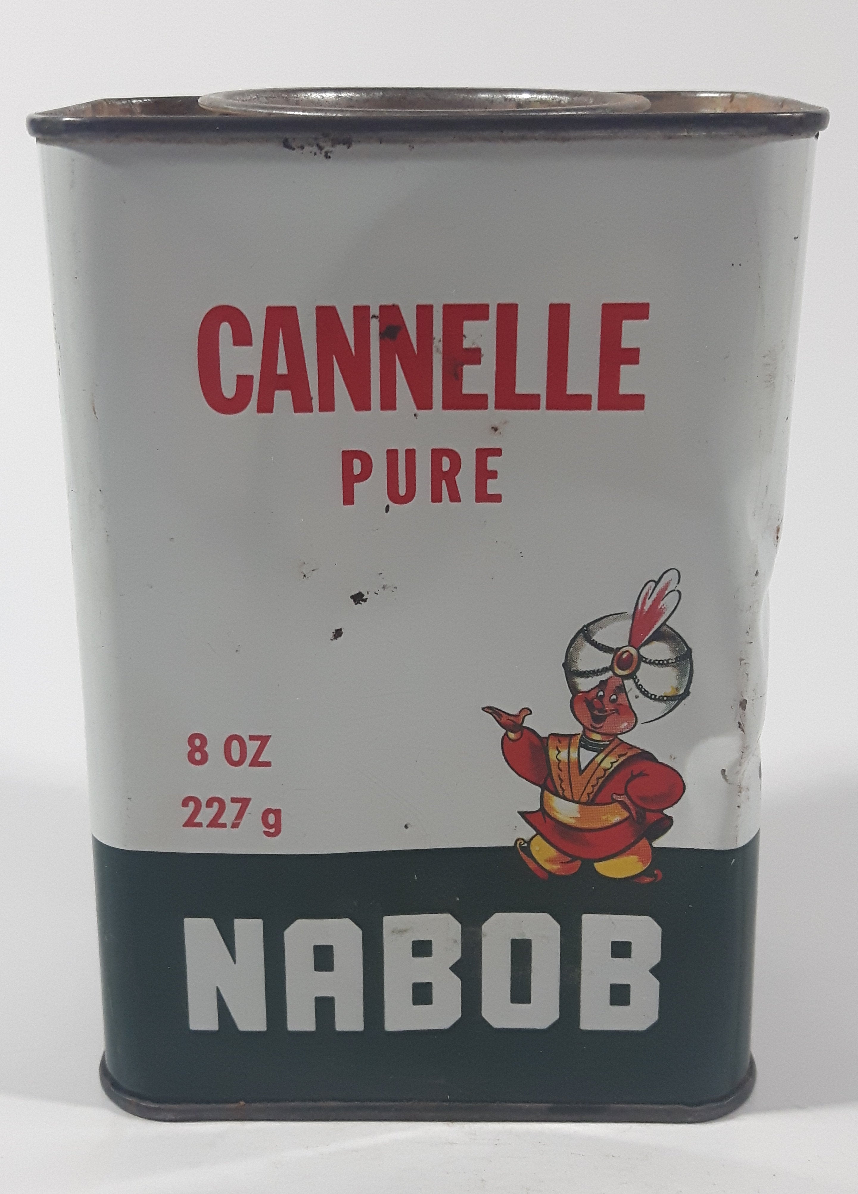 Vintage Nabob Pure Cinnamon 8 oz 227g 4 5/8" Tall Tin Metal Spice Container 5
