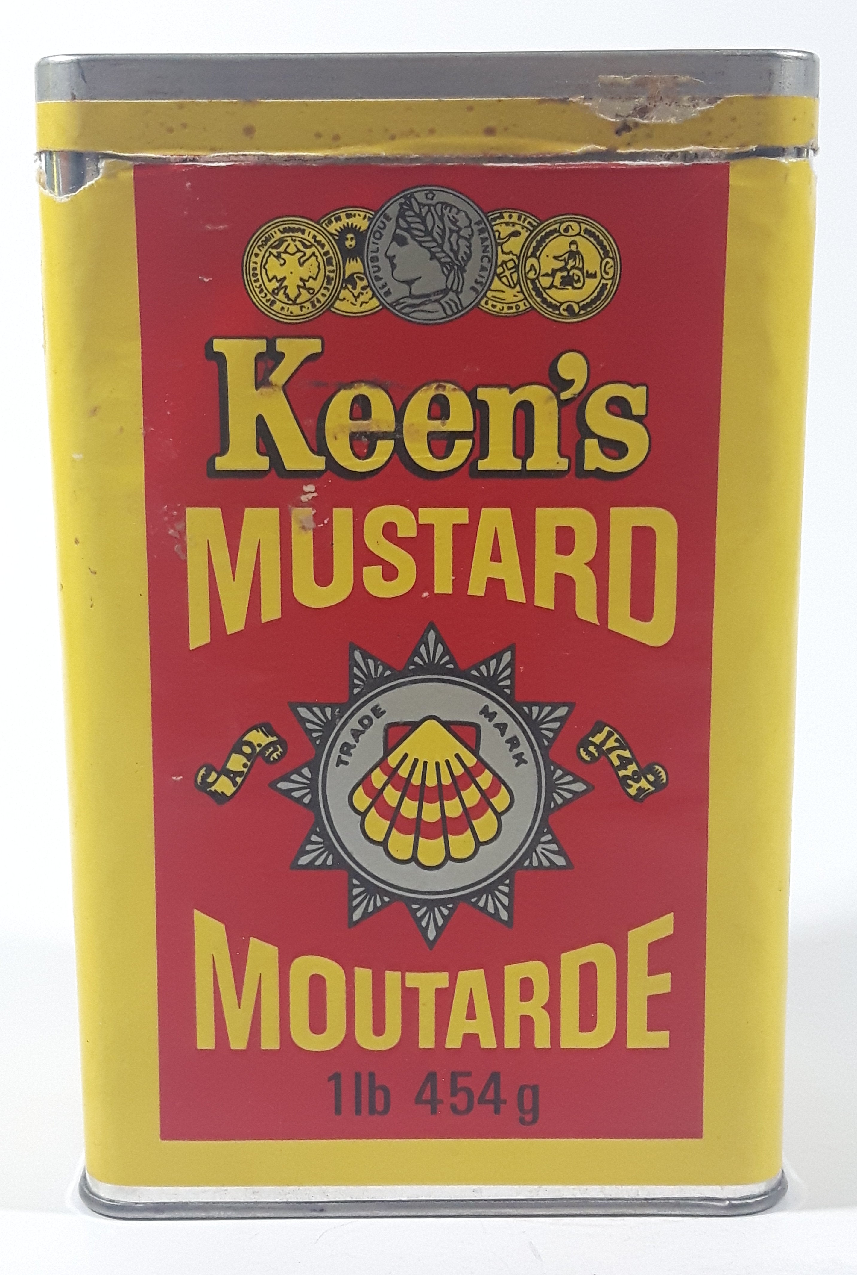 Vintage Keen's Dry Mustard 1lb 454g 6" Tall Tin Metal Container