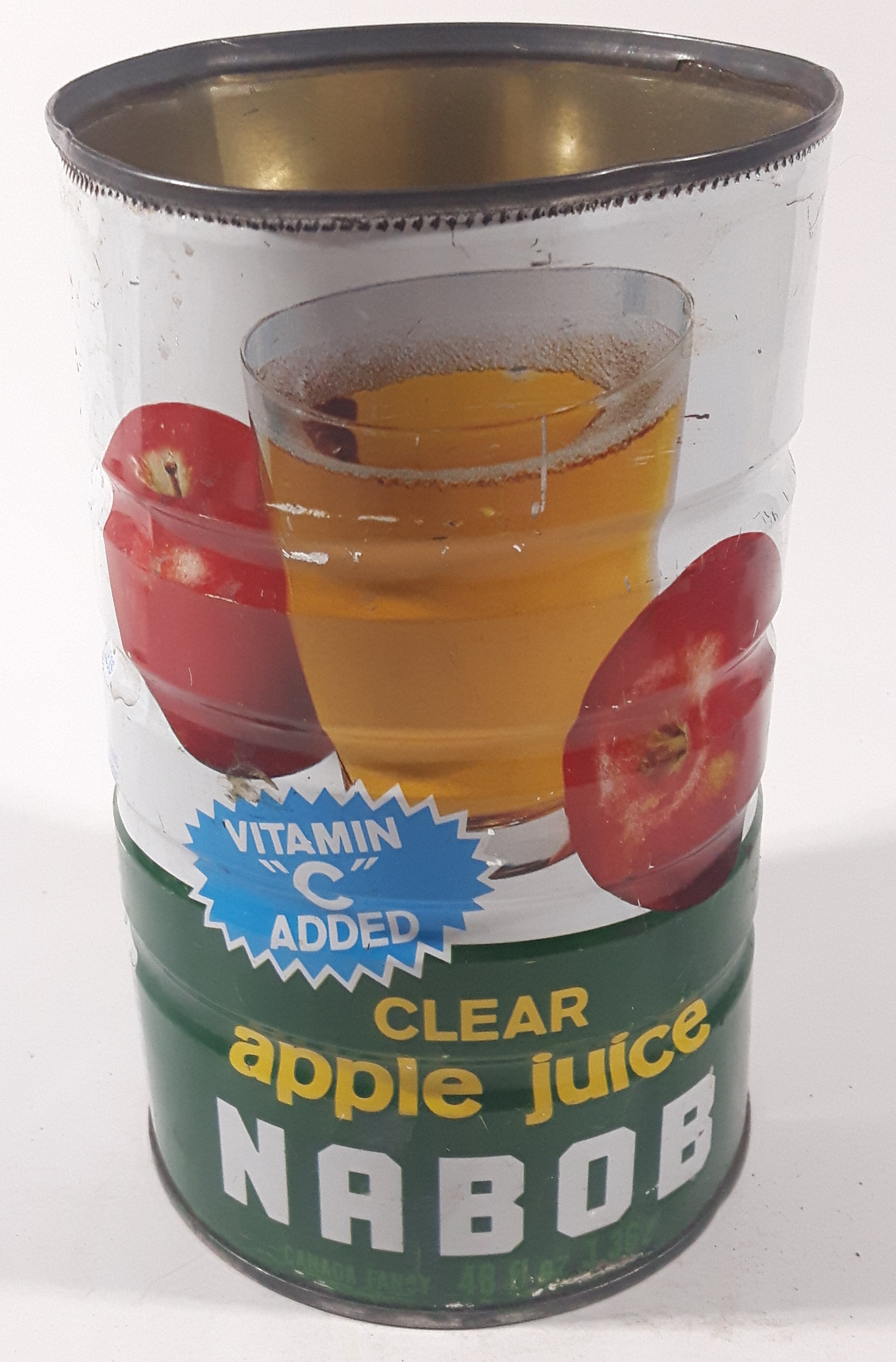 Vintage Nabob Clear Apple Juice Vitamin "C' Added 7" Tall Metal Can 11