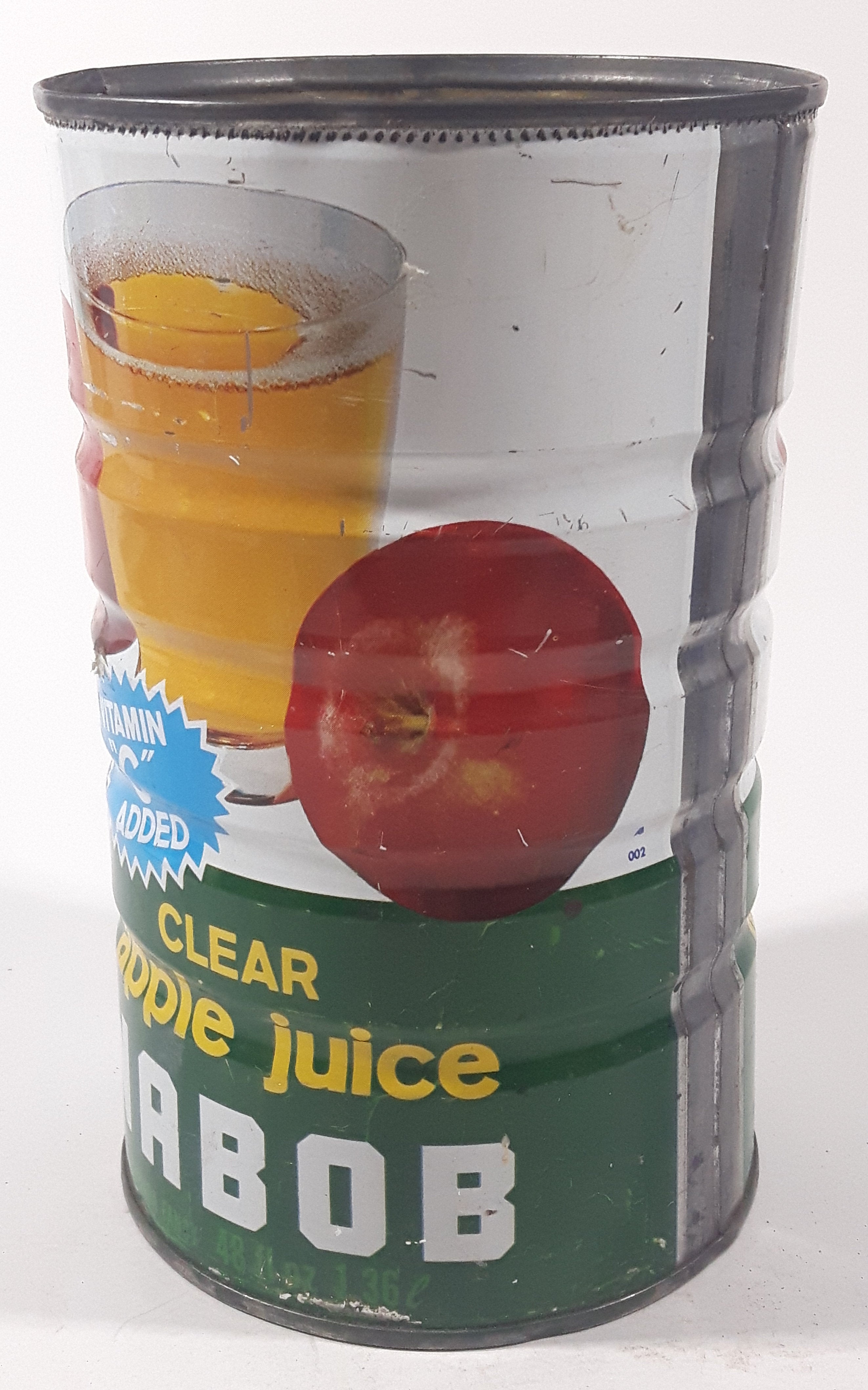 Vintage Nabob Clear Apple Juice Vitamin "C' Added 7" Tall Metal Can 2