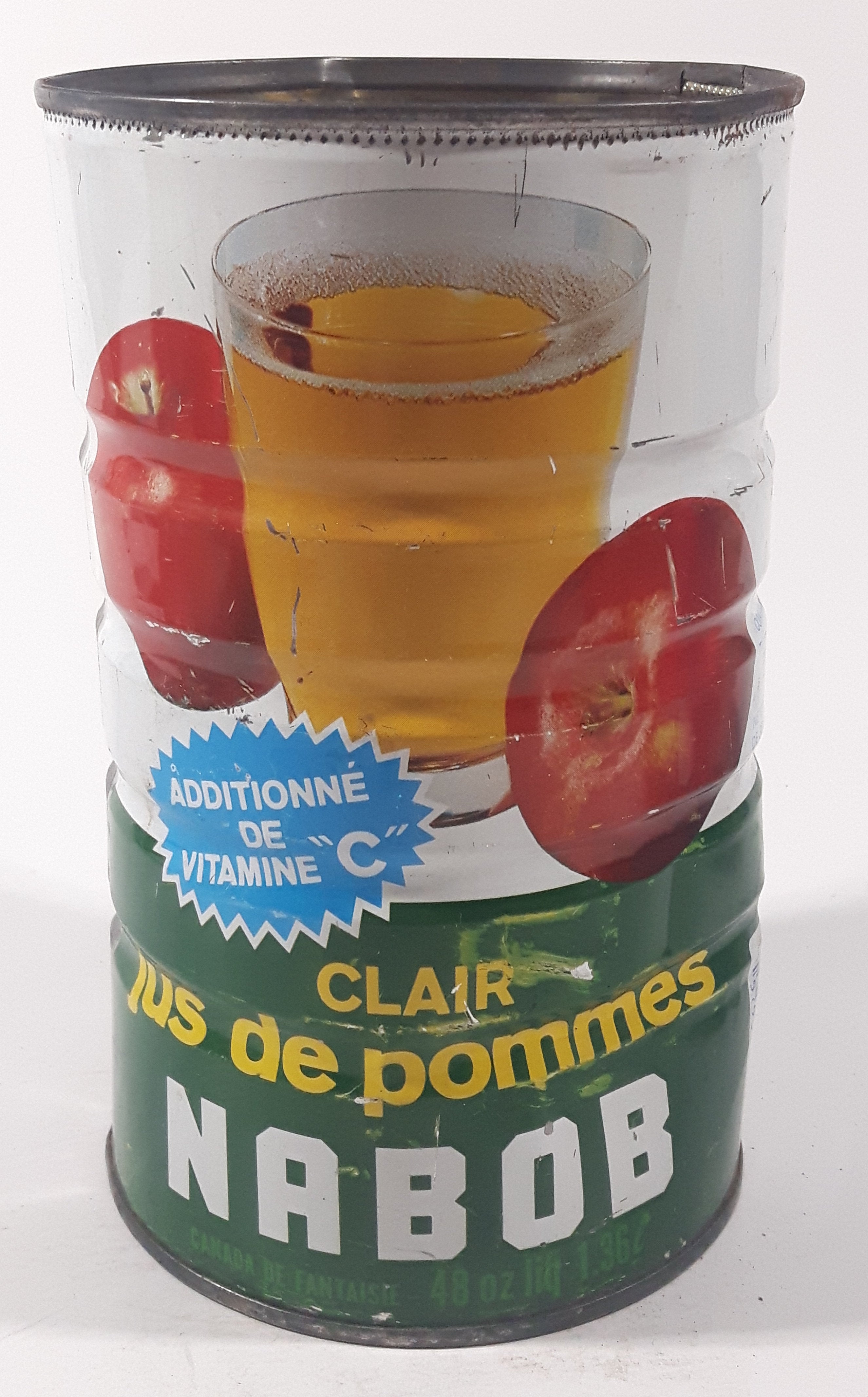 Vintage Nabob Clear Apple Juice Vitamin "C' Added 7" Tall Metal Can 5