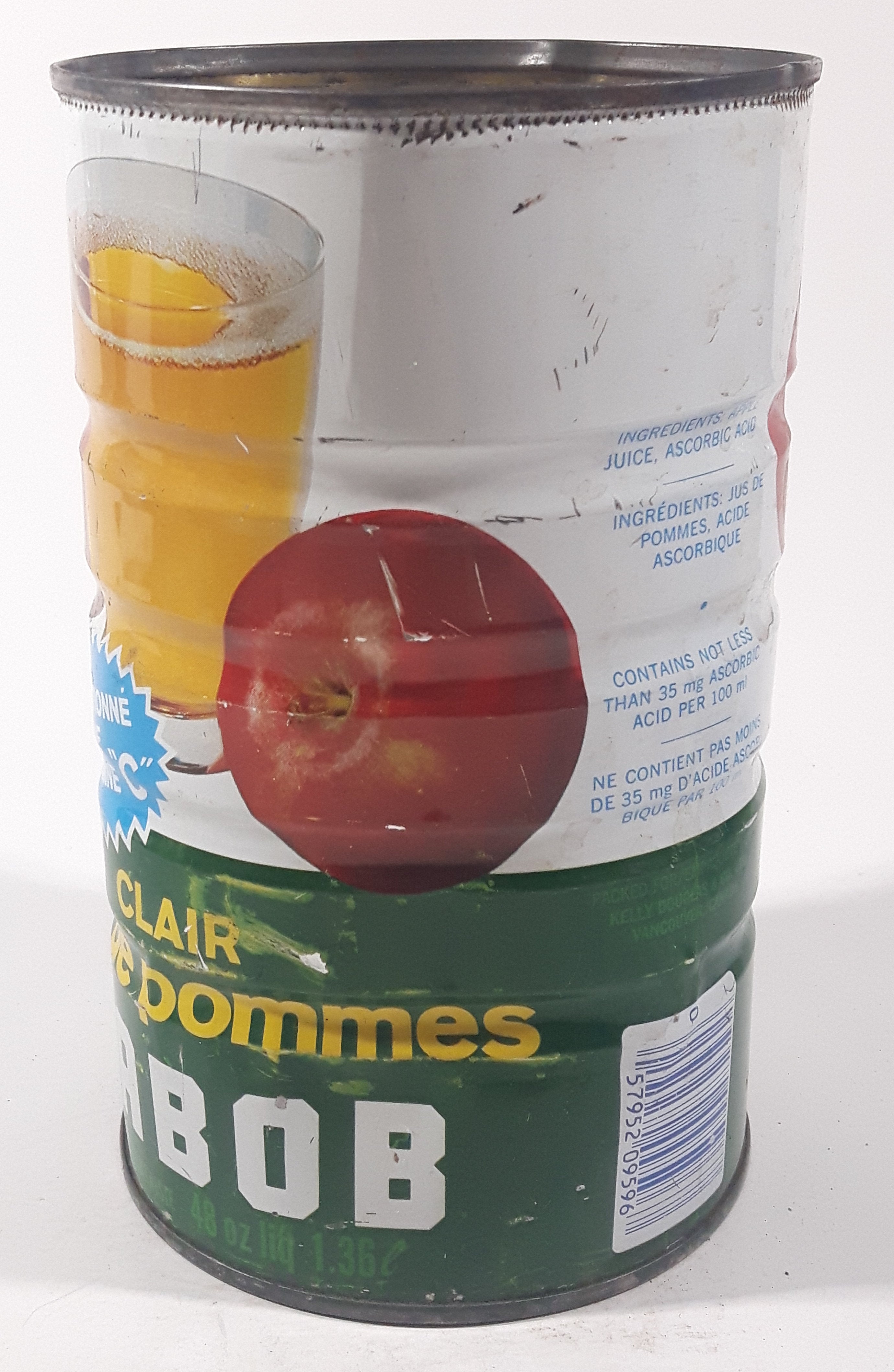 Vintage Nabob Clear Apple Juice Vitamin "C' Added 7" Tall Metal Can 6