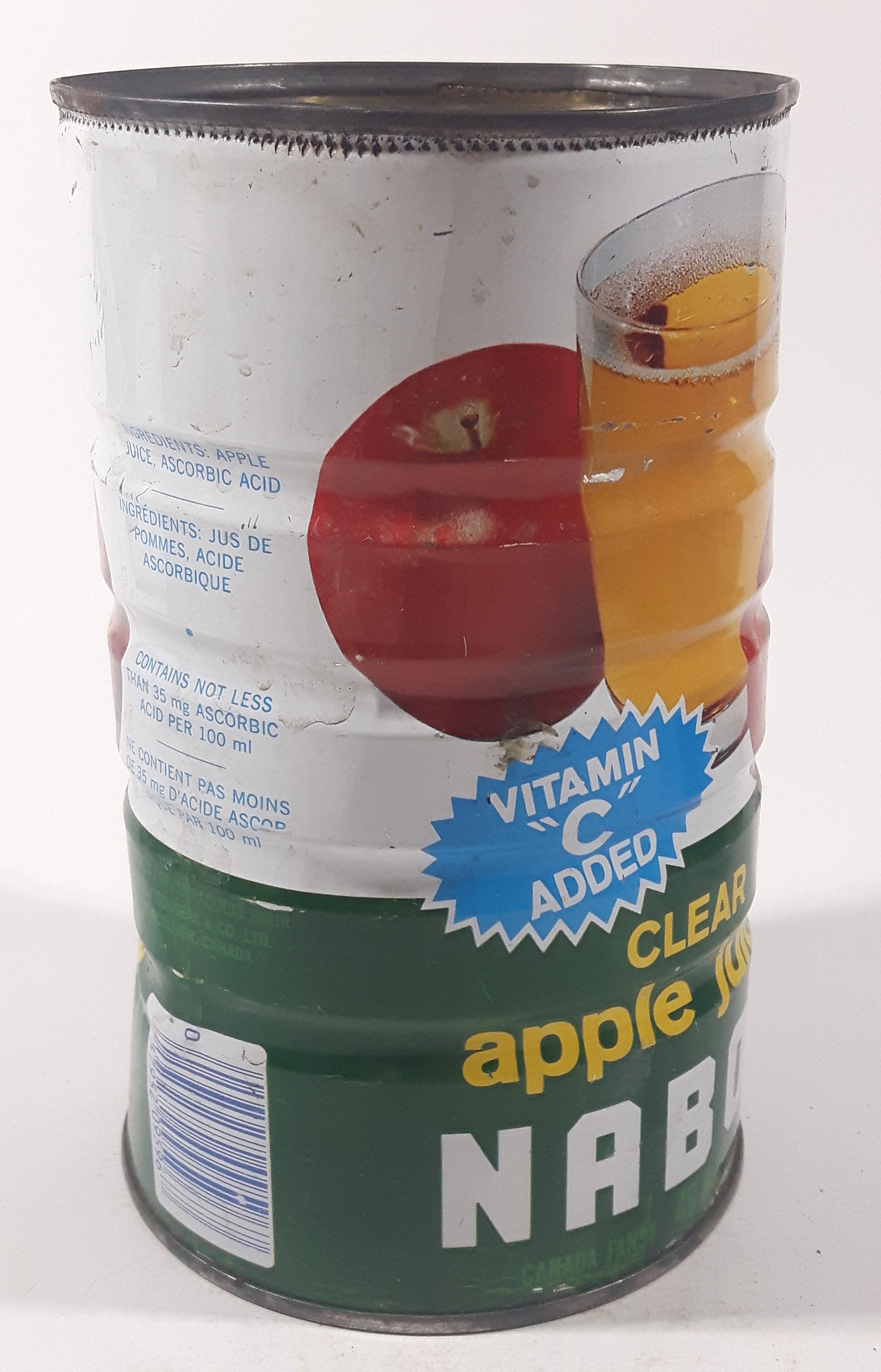 Vintage Nabob Clear Apple Juice Vitamin "C' Added 7" Tall Metal Can 8
