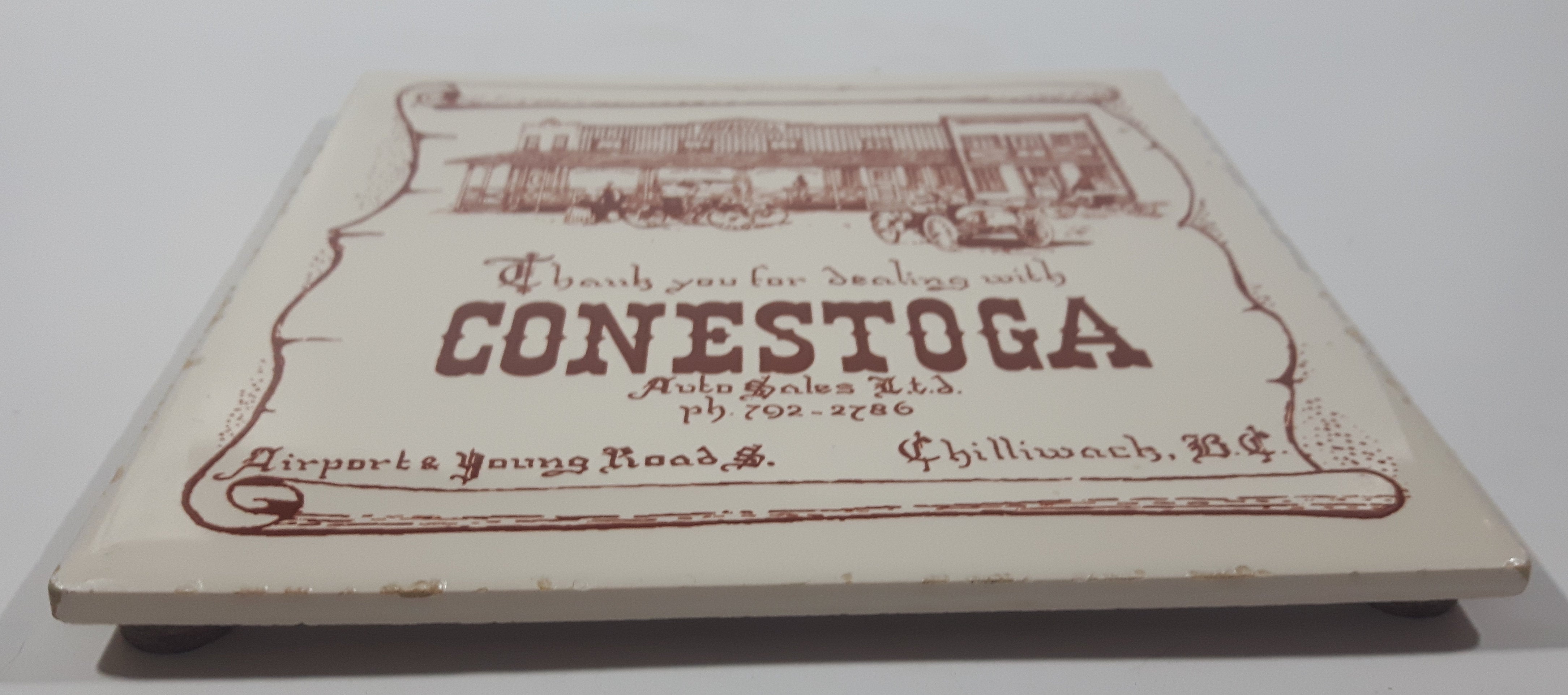 Antique Thank you for dealing with Conestoga Auto Sales Ltd 6" x 6" Ceramic Tile Trivet Chilliwack, B.C. 2