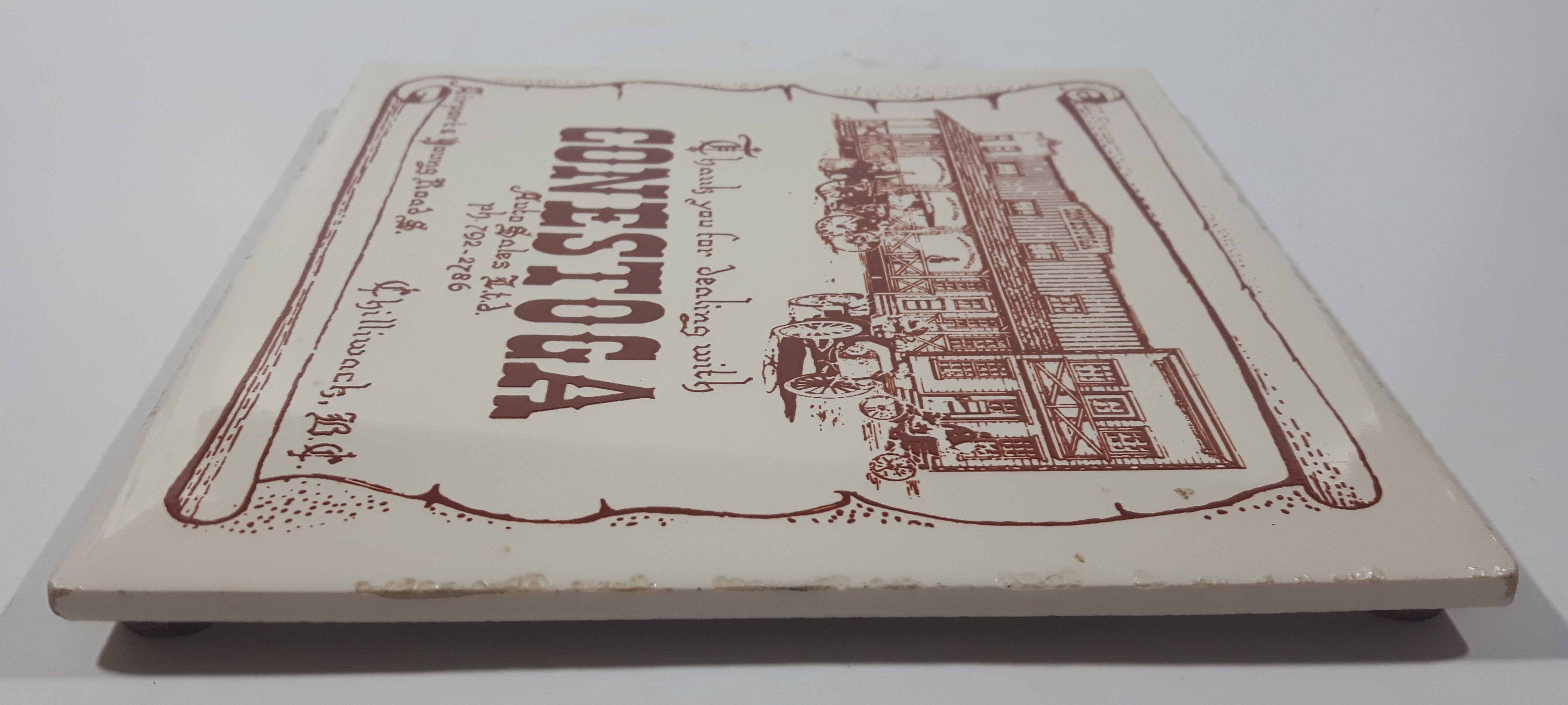 Antique Thank you for dealing with Conestoga Auto Sales Ltd 6" x 6" Ceramic Tile Trivet Chilliwack, B.C. 3