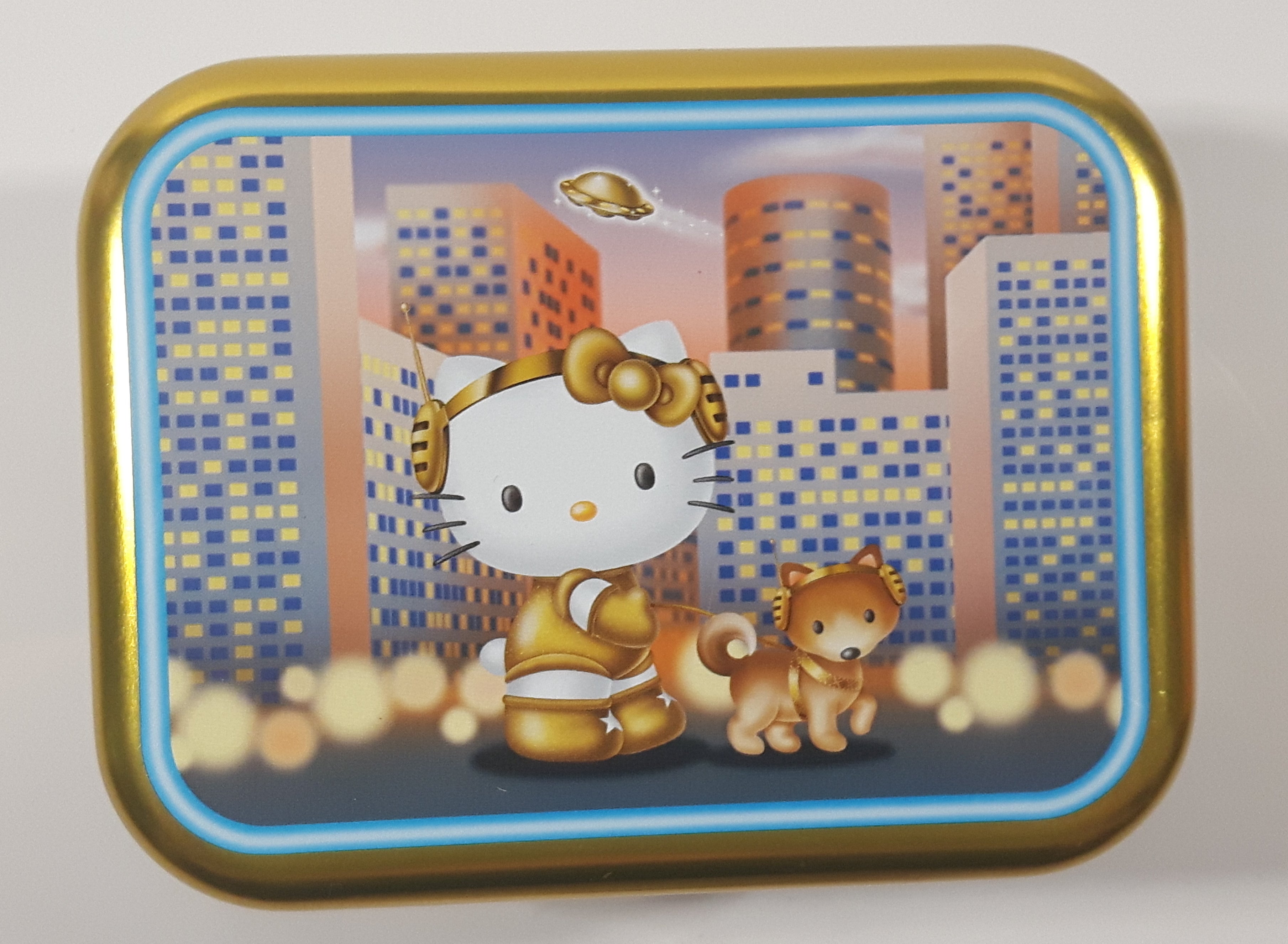 2000 Sanrio Hello Kitty Walking Her Dog Tin Metal Container 10