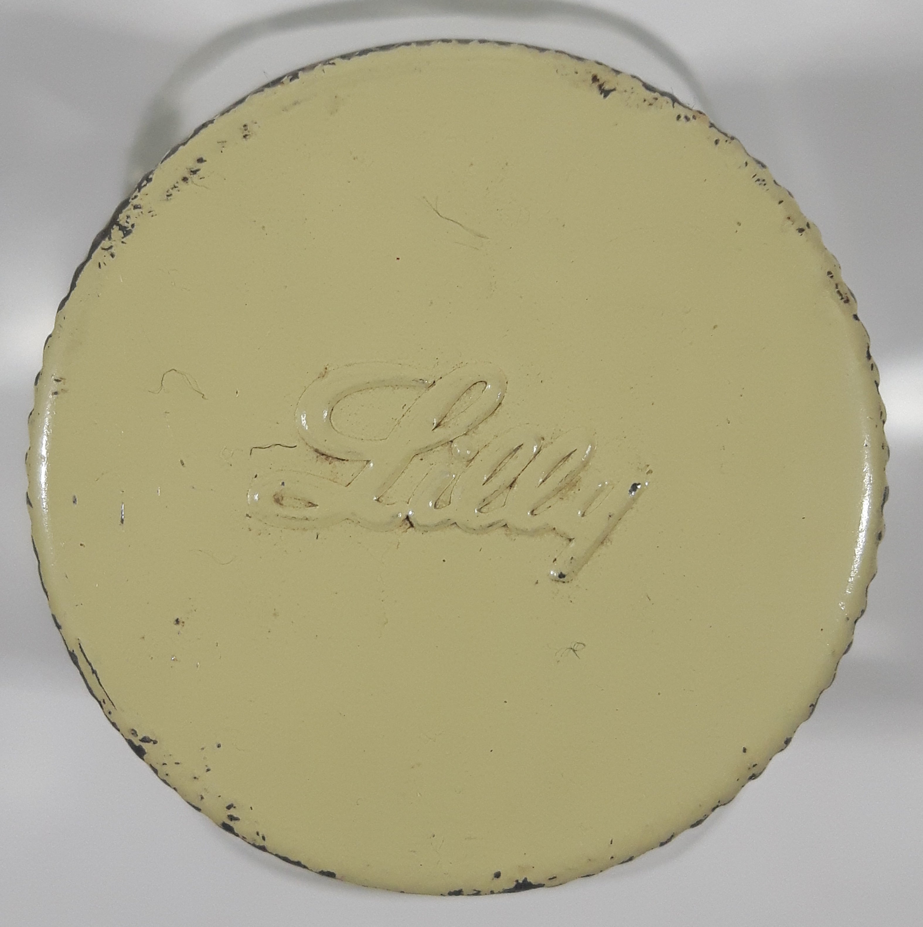 Antique Lilly 3 1/4" Tall Glass Apothecary Bottle with Metal Lid 12