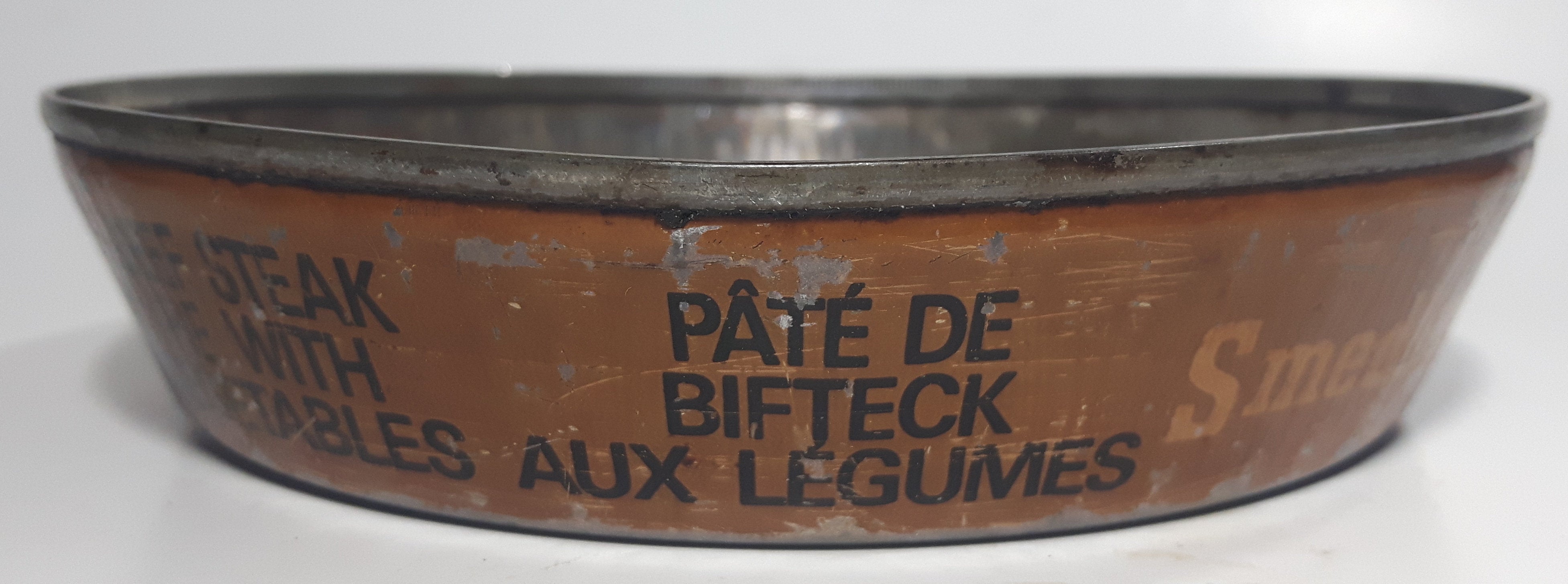 Vintage Smedler's Beef Steak Pie With Vegetables 6" Tin Metal Container 14