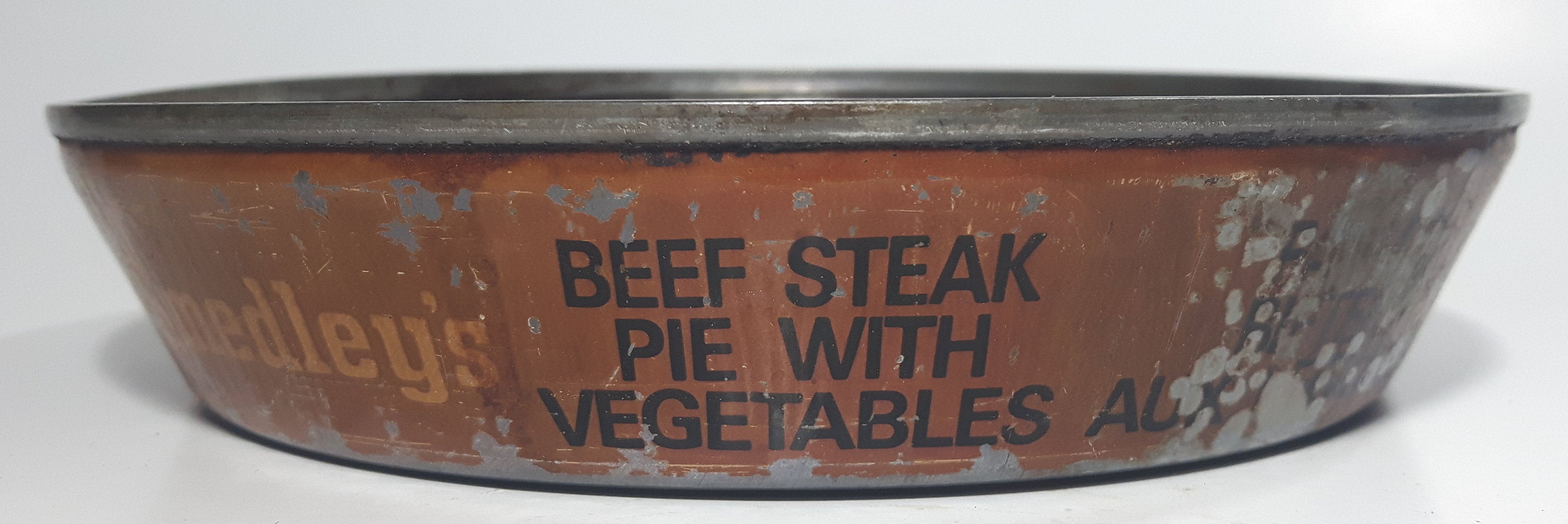 Vintage Smedler's Beef Steak Pie With Vegetables 6" Tin Metal Container 2