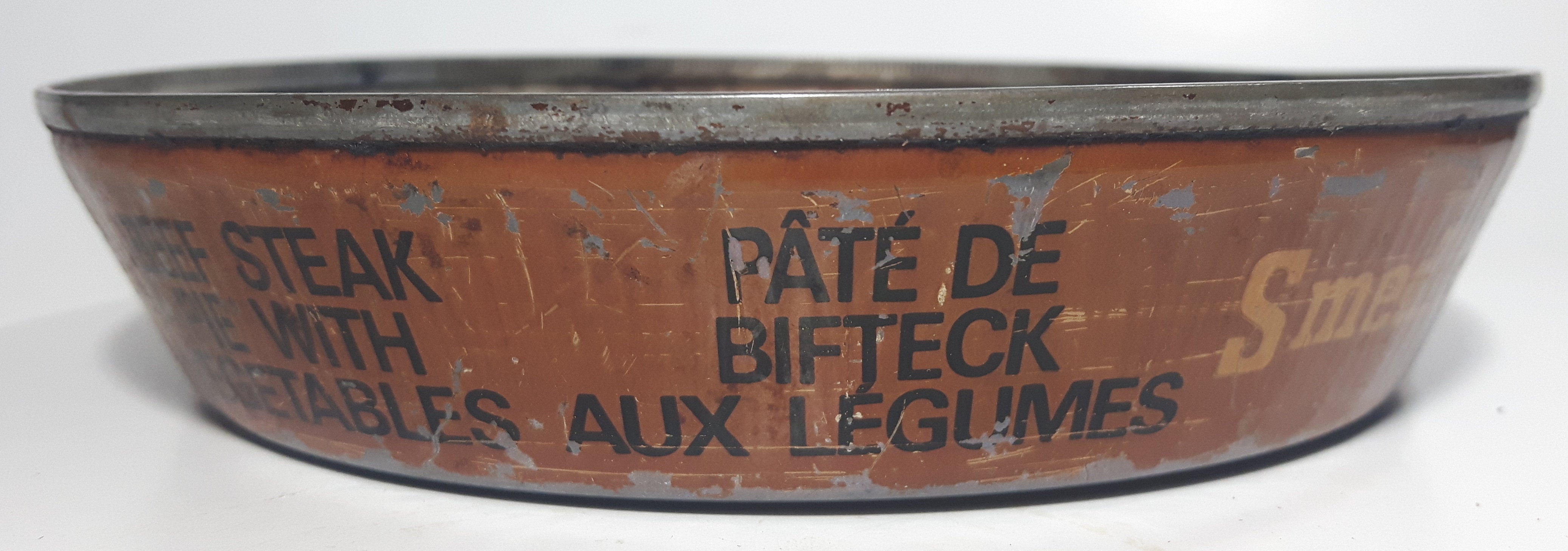 Vintage Smedler's Beef Steak Pie With Vegetables 6" Tin Metal Container 6