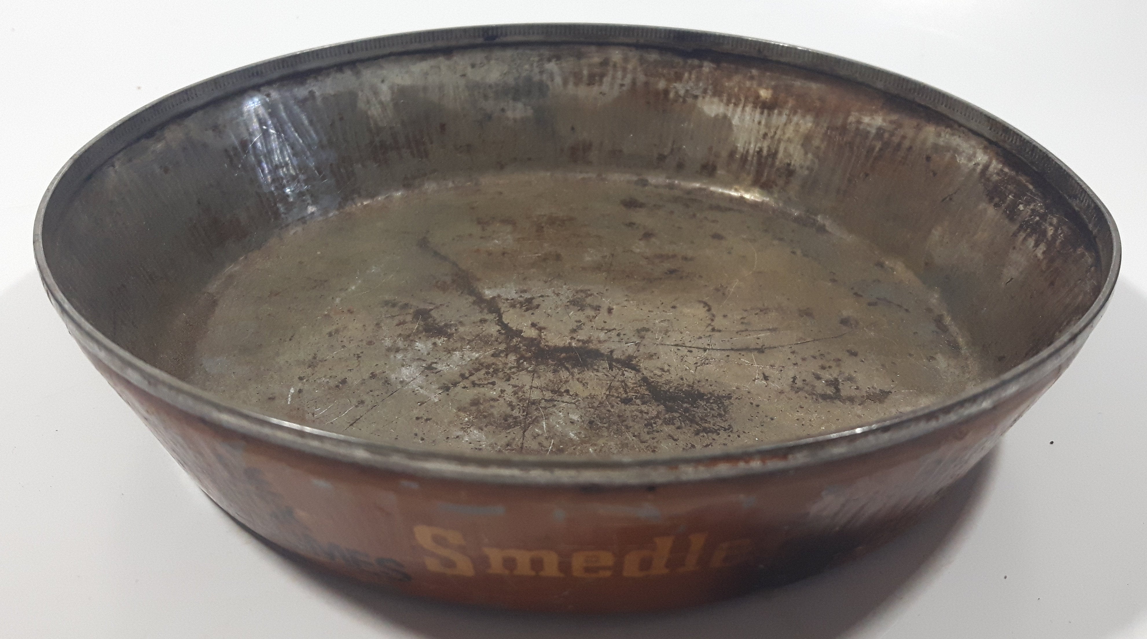 Vintage Smedler's Beef Steak Pie With Vegetables 6" Tin Metal Container 7