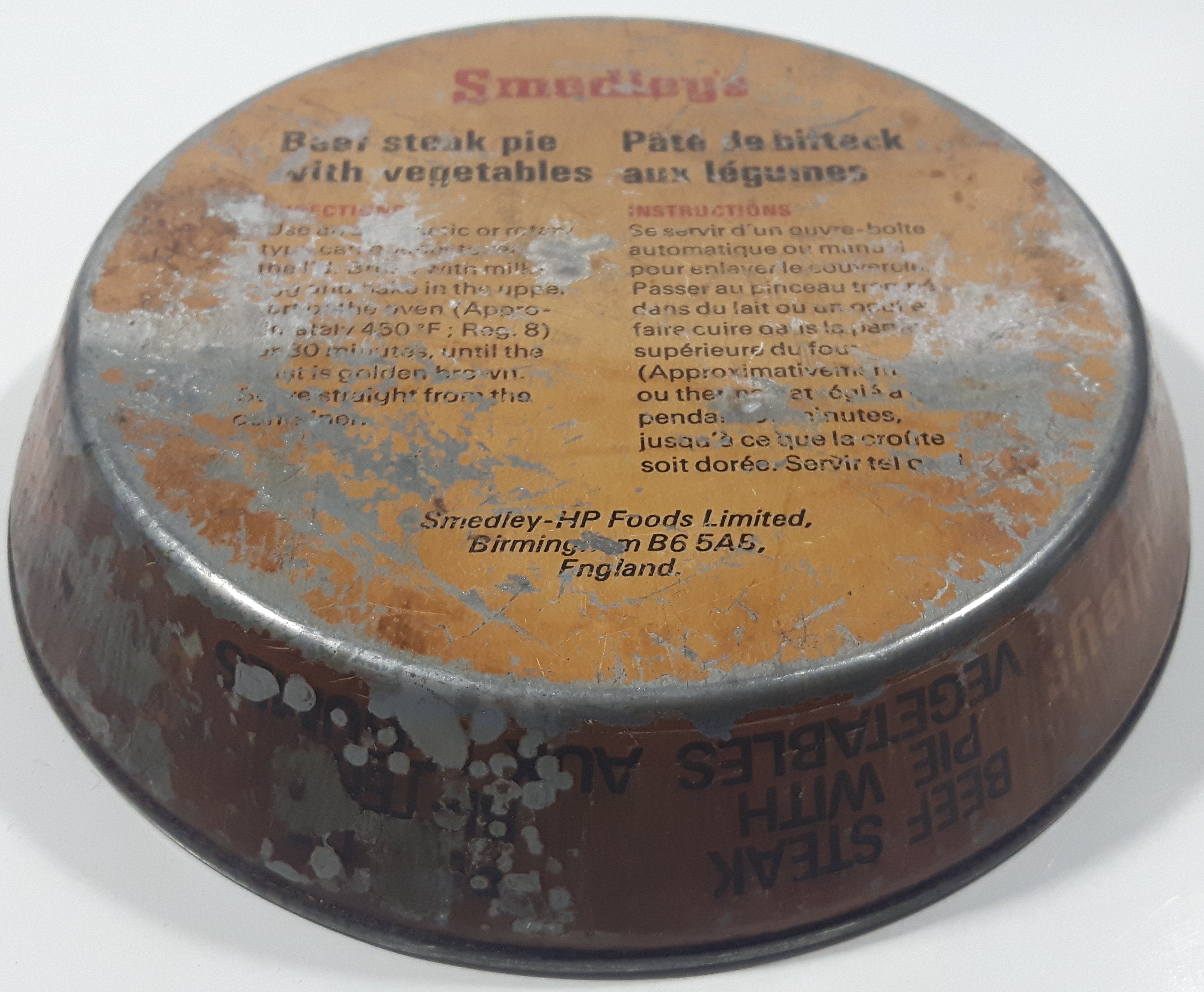 Vintage Smedler's Beef Steak Pie With Vegetables 6" Tin Metal Container 9