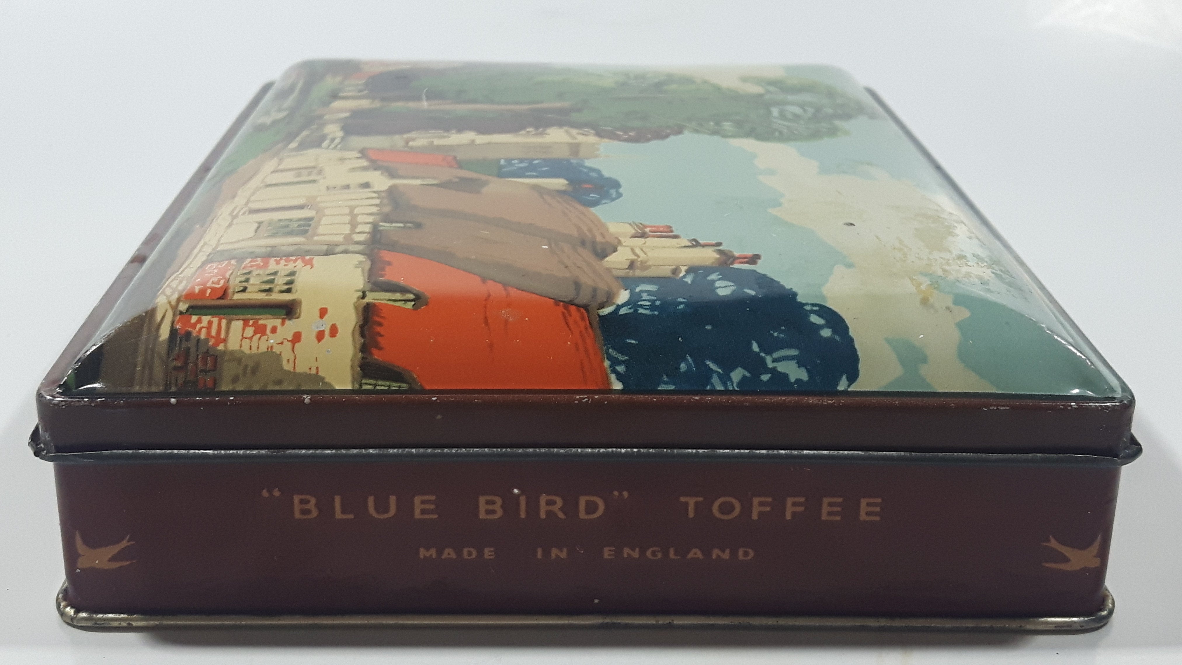Vintage Late 1940s Harry Vincent Ltd. "Blue Bird" Toffee Tin Metal Container 4