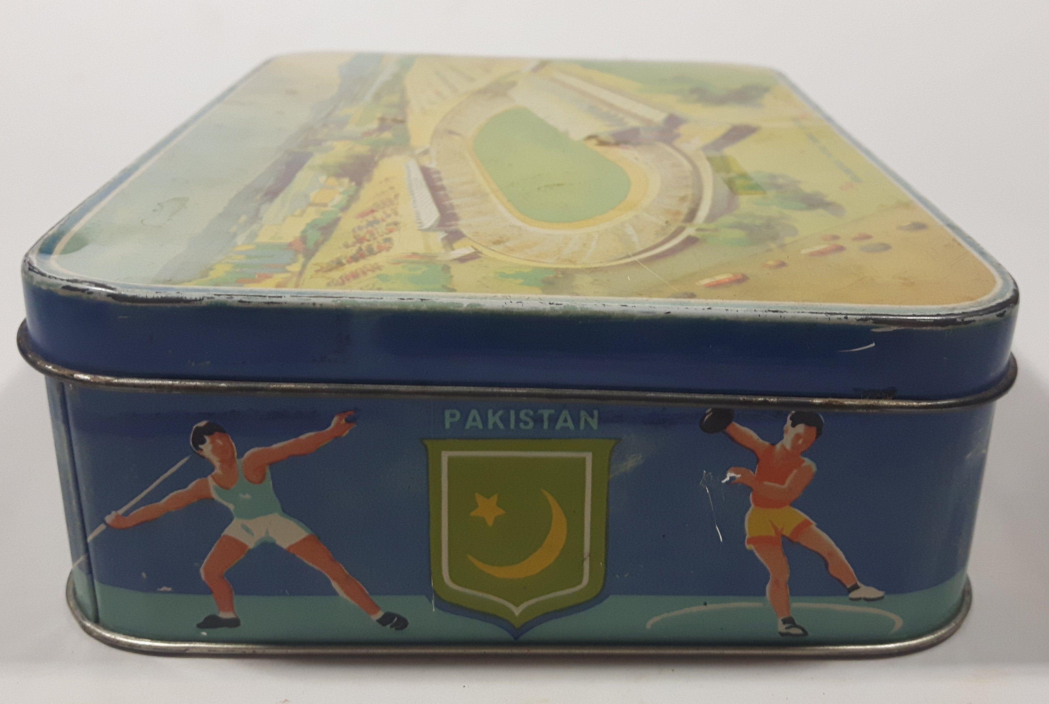 Vintage Macfarlane Lang & Co's. Biscuits The 1954 British Empire Games Stadium Vancouver, B.C. Tin Metal Container 5