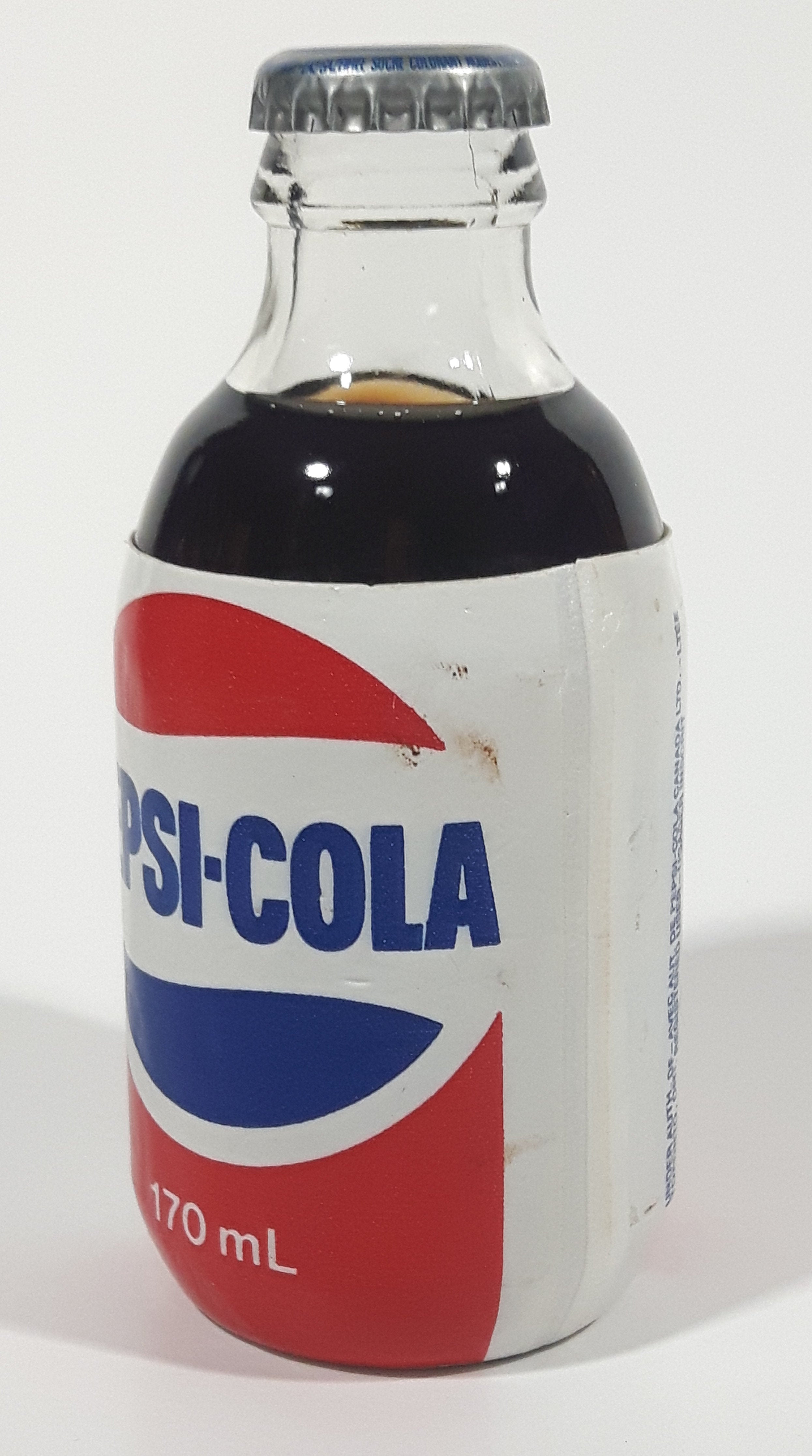 Vintage Pepsi Cola 170mL 4 7/8" Tall Glass Bottle with Foam Label Full Never Opened 2