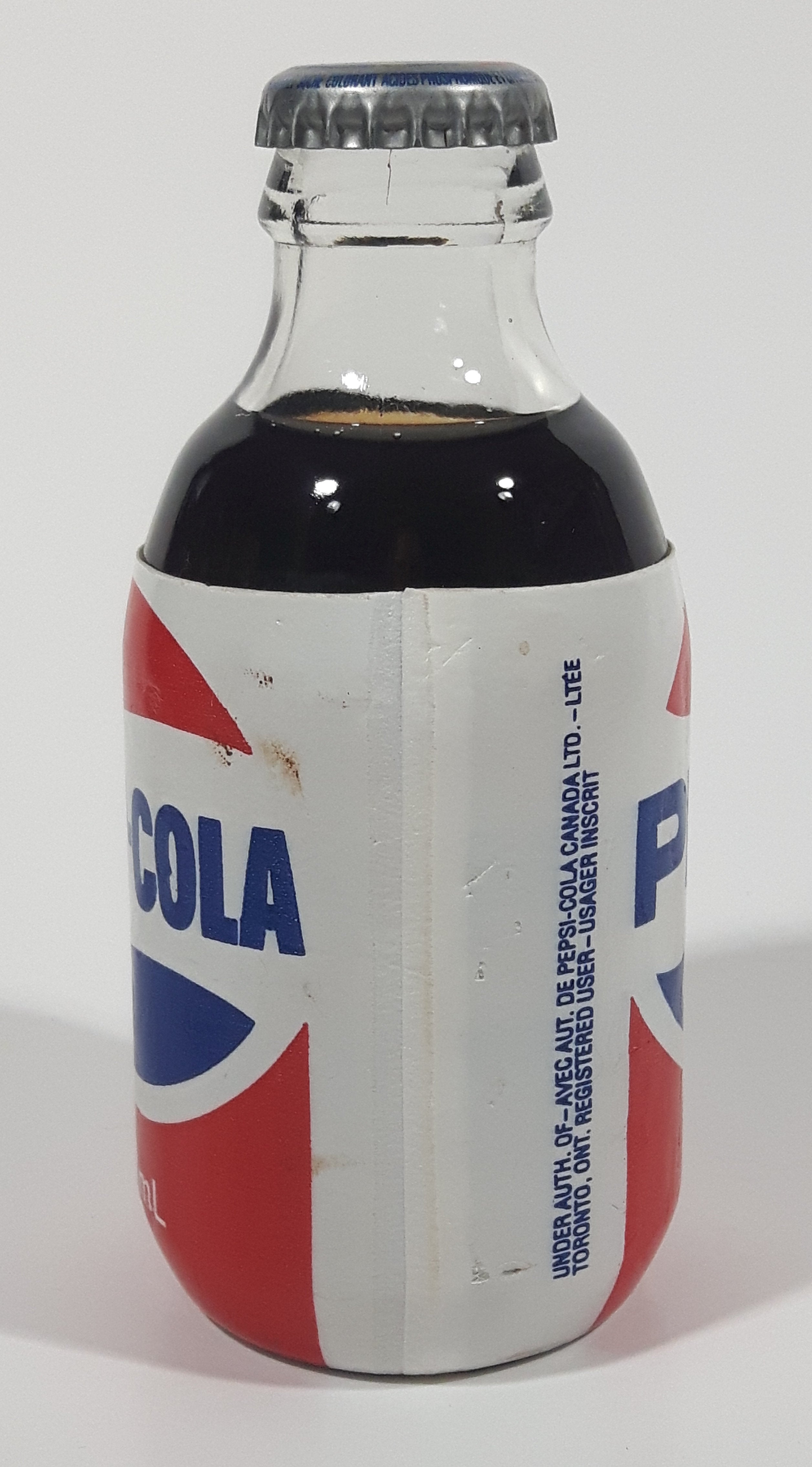 Vintage Pepsi Cola 170mL 4 7/8" Tall Glass Bottle with Foam Label Full Never Opened 3