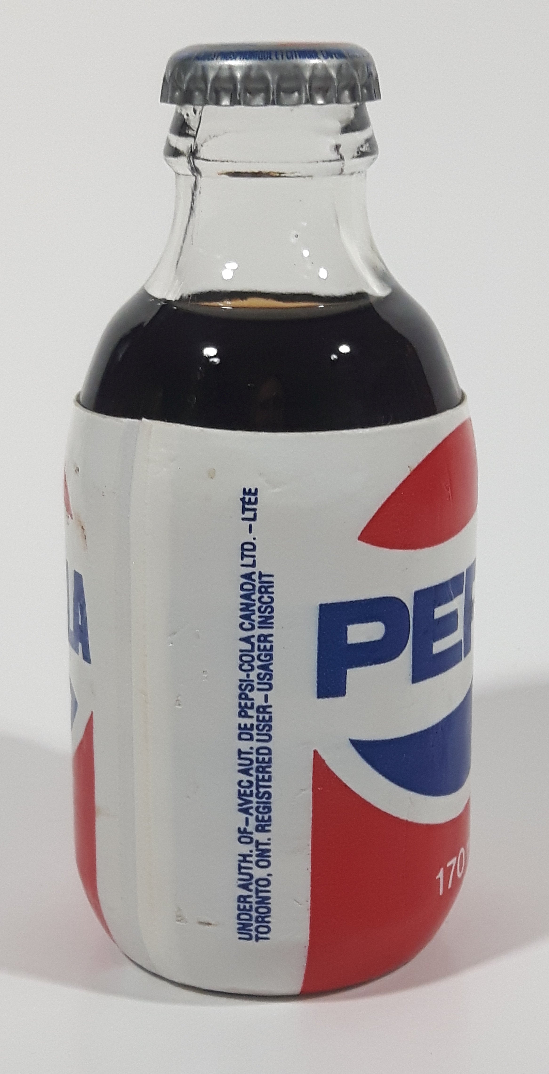 Vintage Pepsi Cola 170mL 4 7/8" Tall Glass Bottle with Foam Label Full Never Opened 4