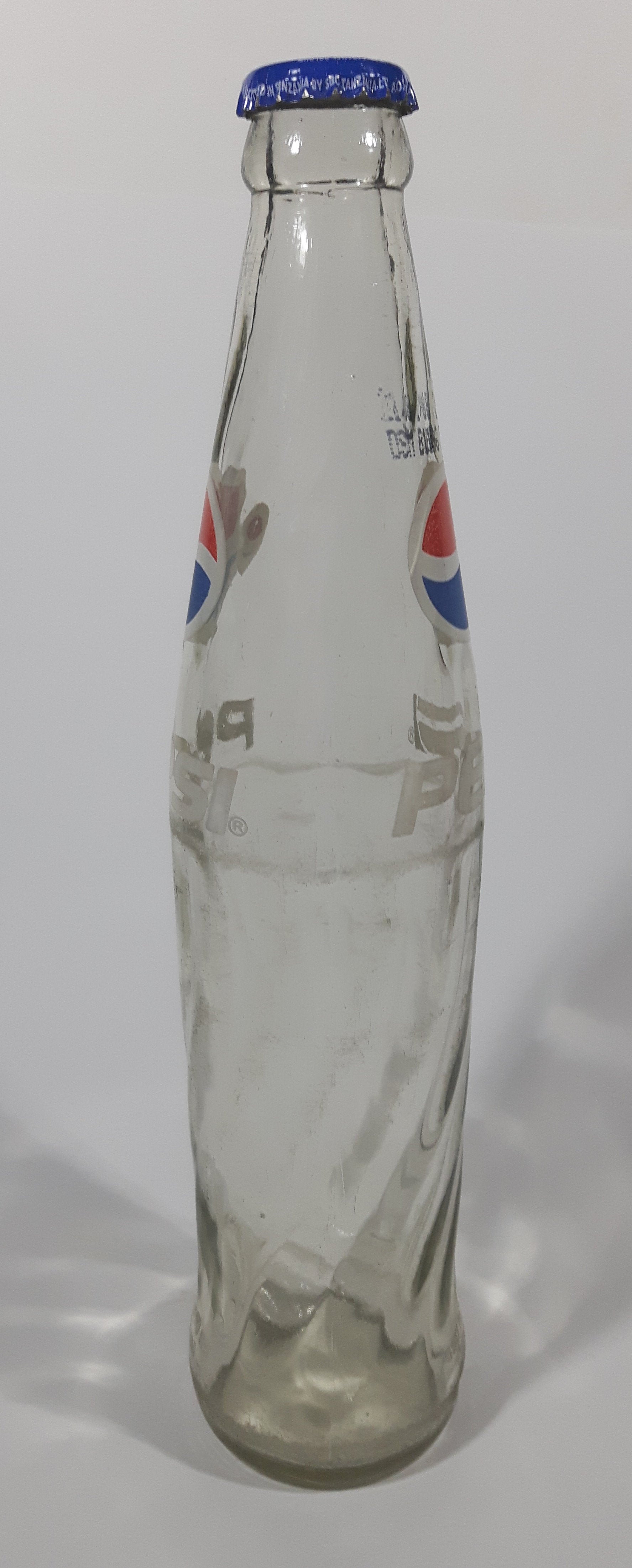 Vintage Pepsi Cola Tanzania 350mL 10 1/4" Tall Swirl Glass Bottle with Cap 3