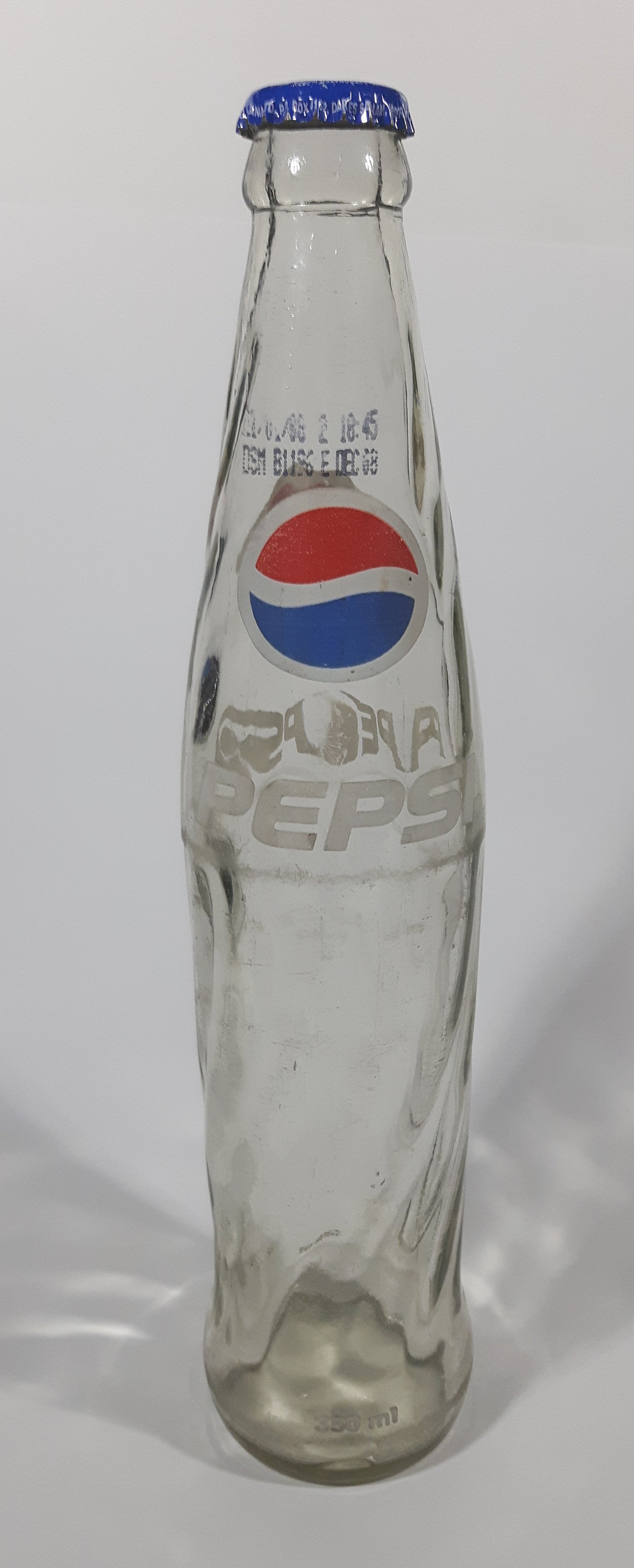 Vintage Pepsi Cola Tanzania 350mL 10 1/4" Tall Swirl Glass Bottle with Cap 5