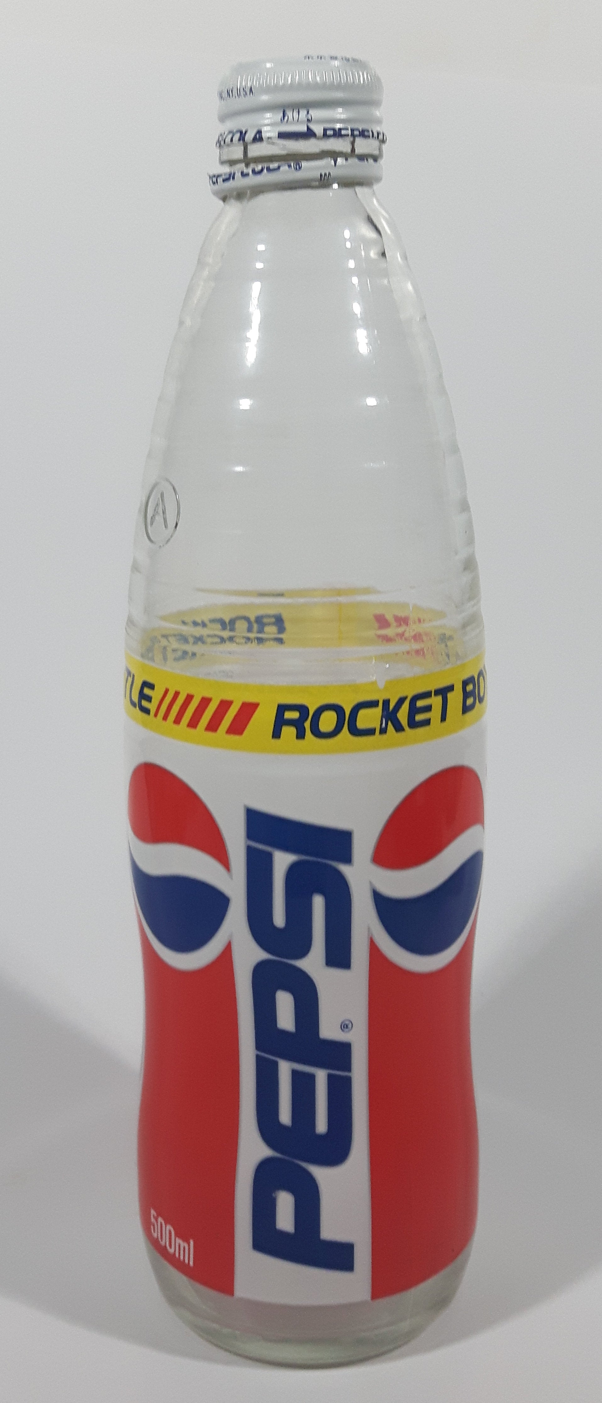 Rare Vintage Pepsi Cola Rocket Bottle 500mL 9 1/8" Tall Ringed Glass Bottle with Cap 4