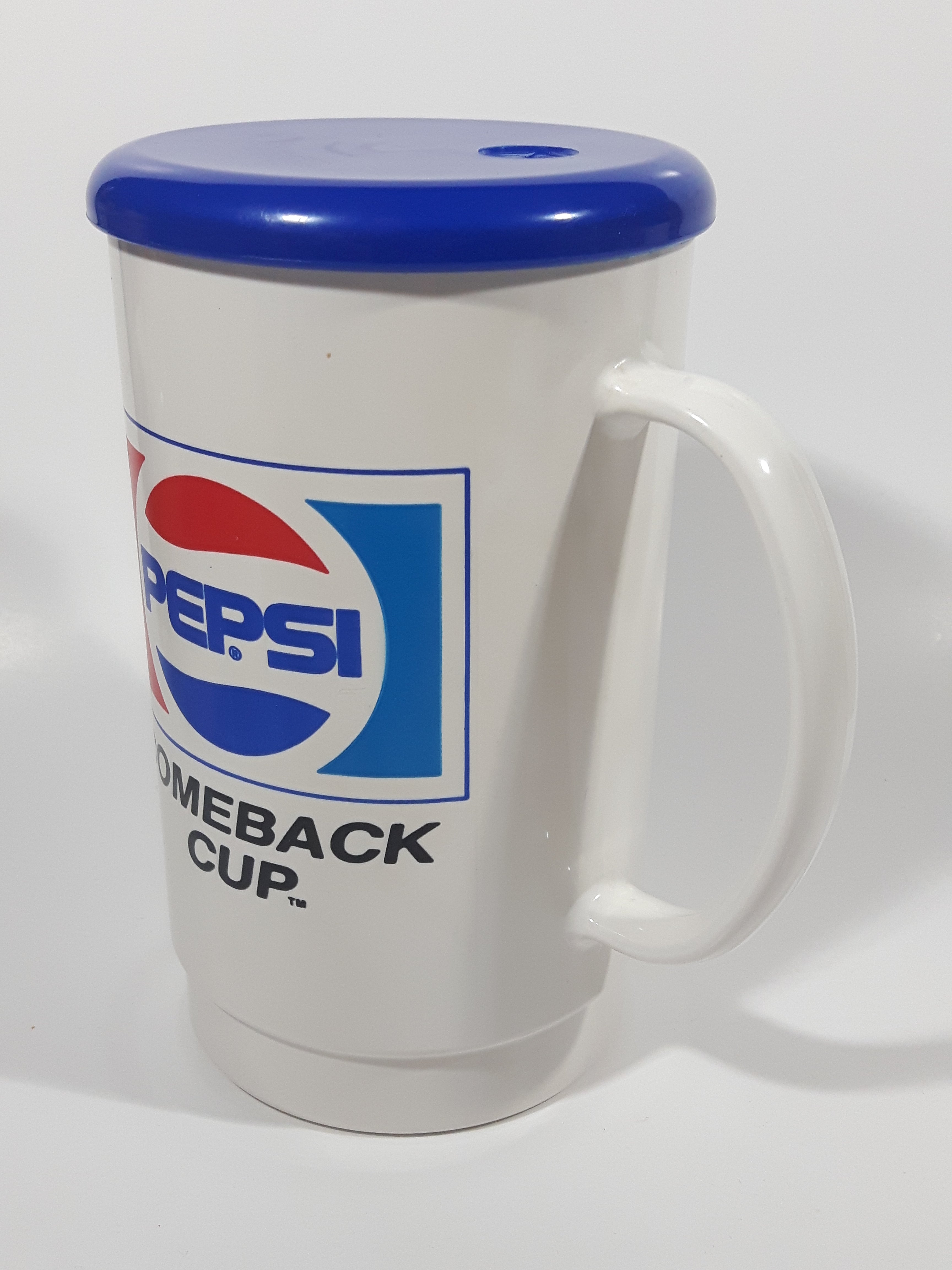 Vintage Pepsi Comeback Cup 6 1/2" Tall Plastic Travel Mug Cup with Lid 2