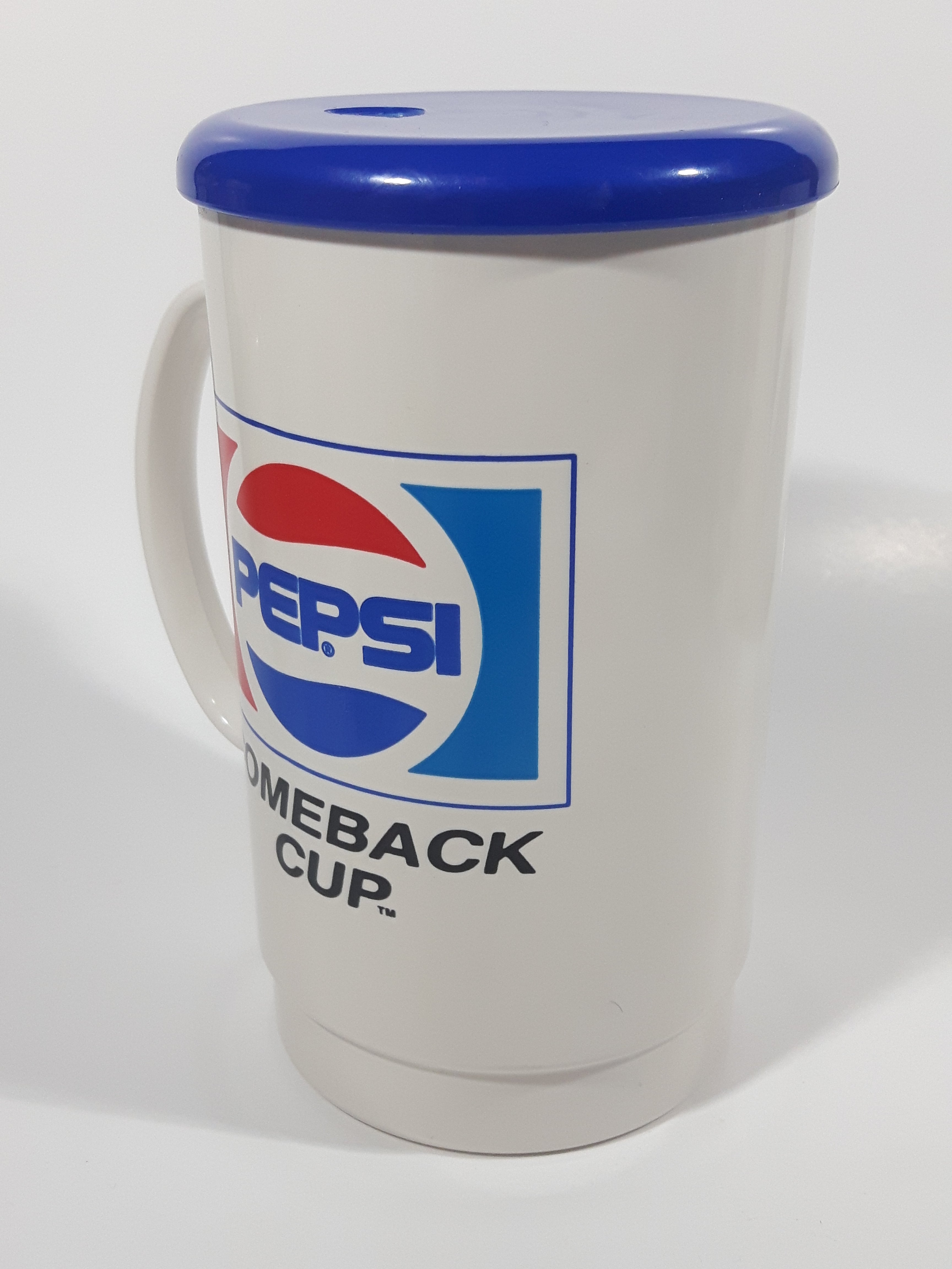 Vintage Pepsi Comeback Cup 6 1/2" Tall Plastic Travel Mug Cup with Lid 7
