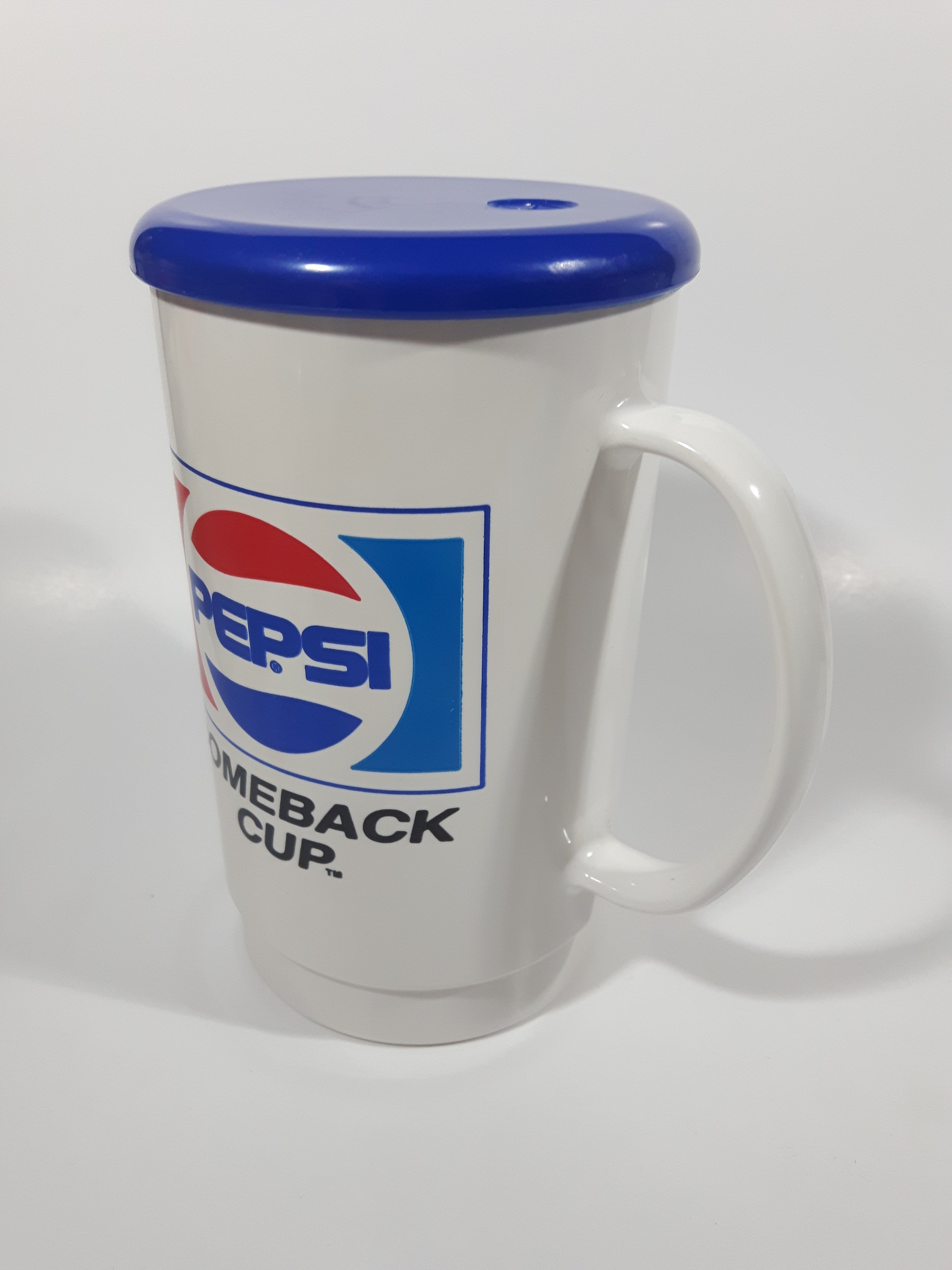 Vintage Pepsi Comeback Cup 6 1/2" Tall Plastic Travel Mug Cup with Lid 2