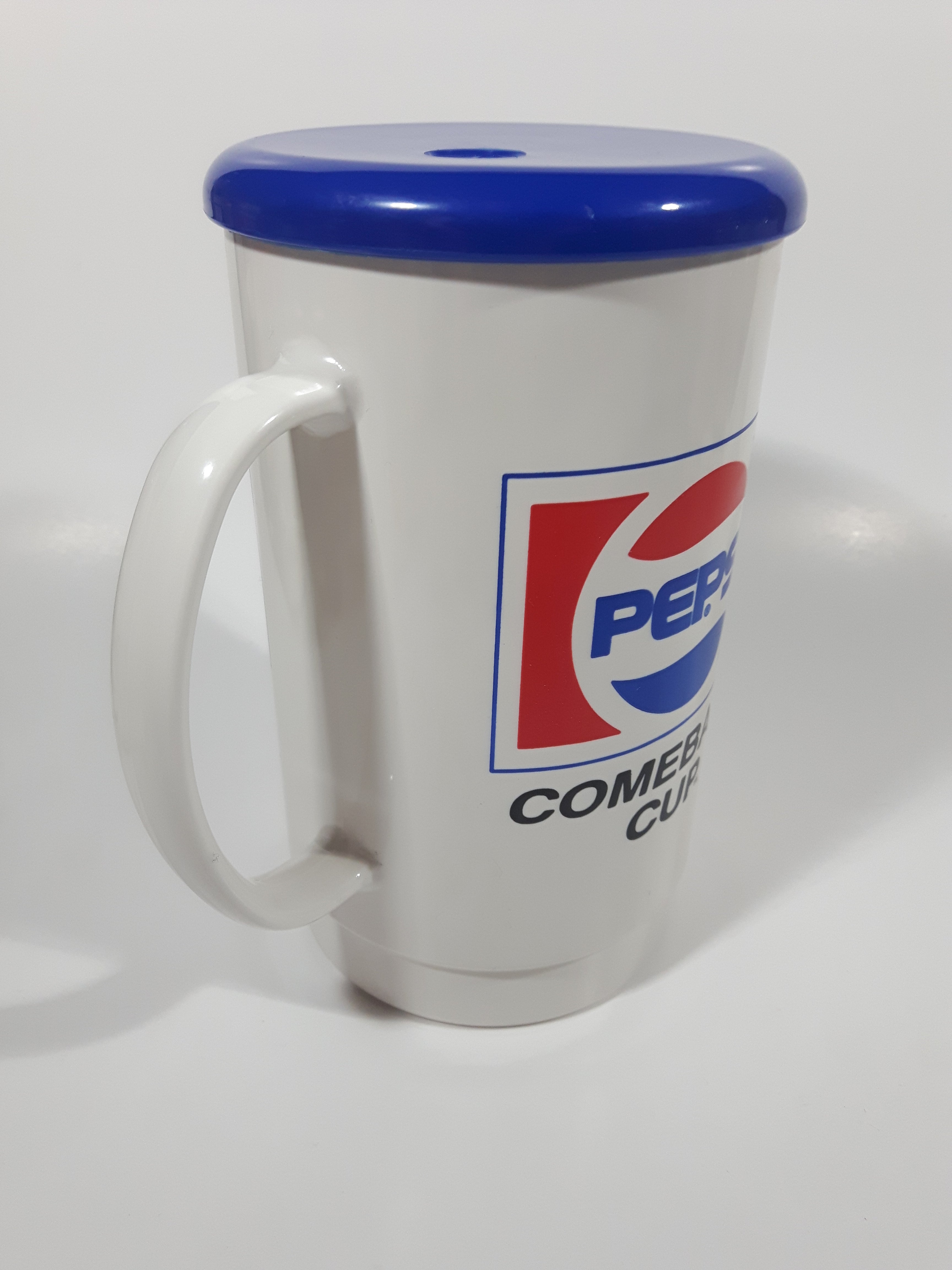 Vintage Pepsi Comeback Cup 6 1/2" Tall Plastic Travel Mug Cup with Lid 6