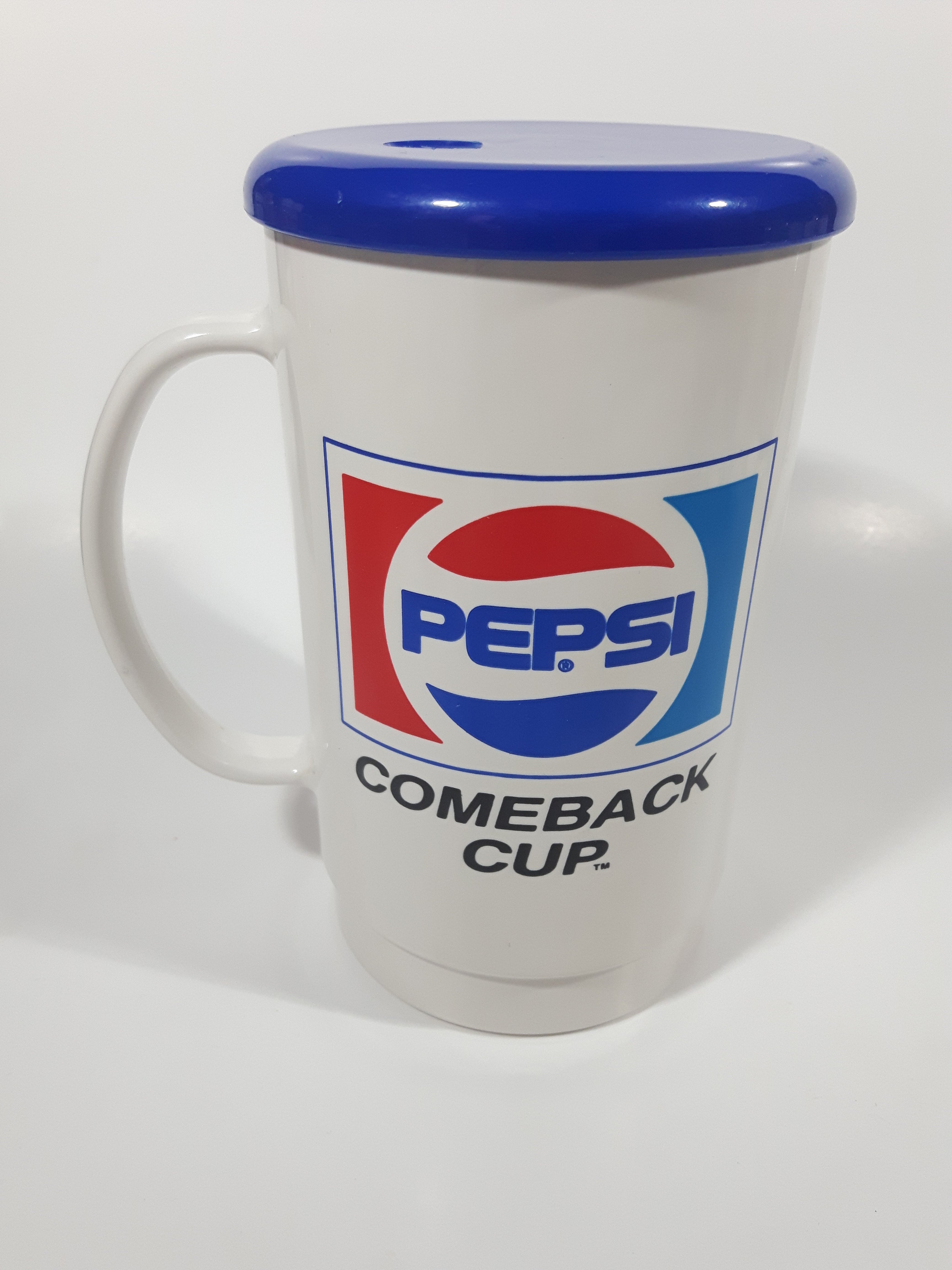 Vintage Pepsi Comeback Cup 6 1/2" Tall Plastic Travel Mug Cup with Lid 7