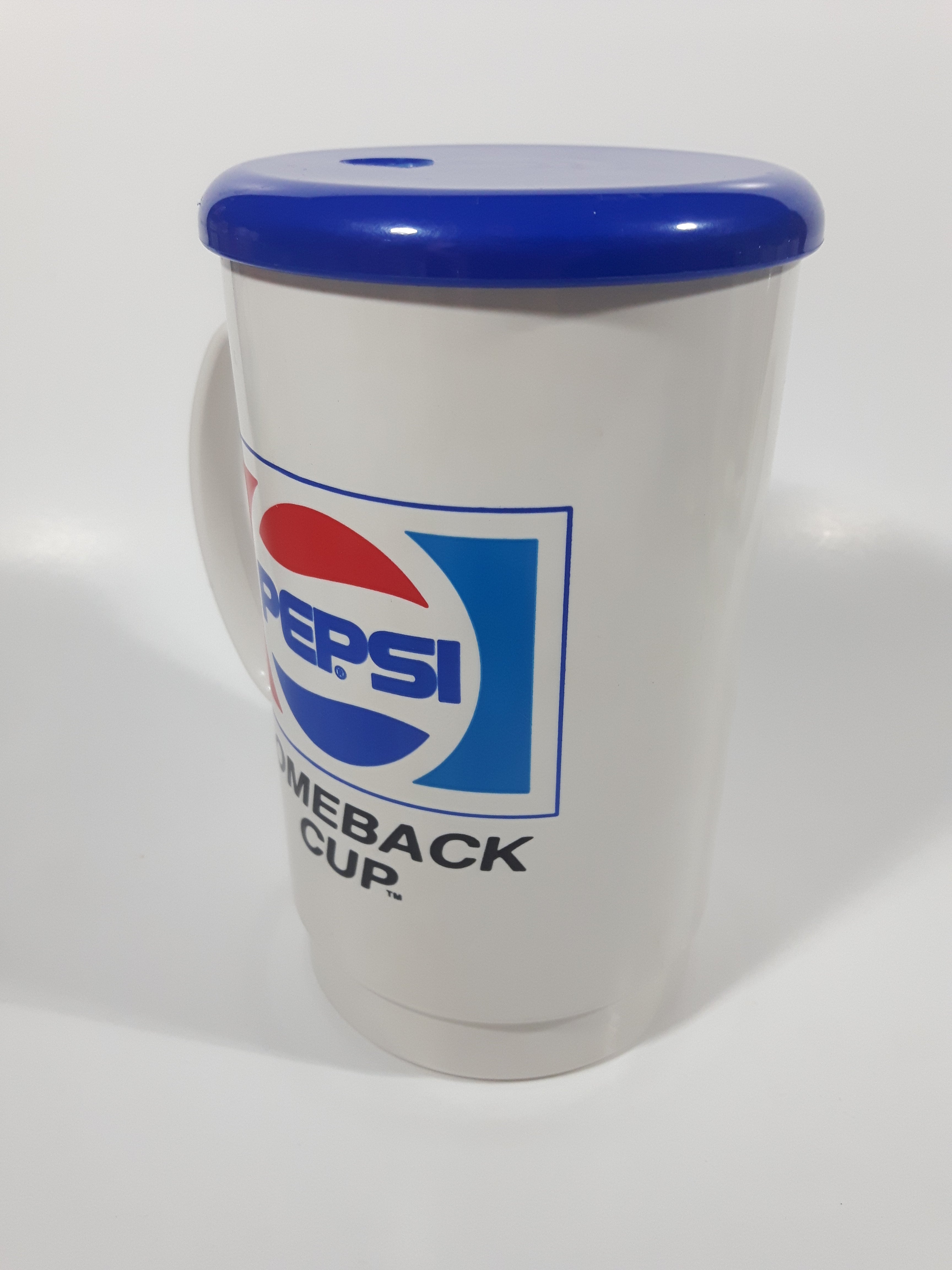 Vintage Pepsi Comeback Cup 6 1/2" Tall Plastic Travel Mug Cup with Lid 8