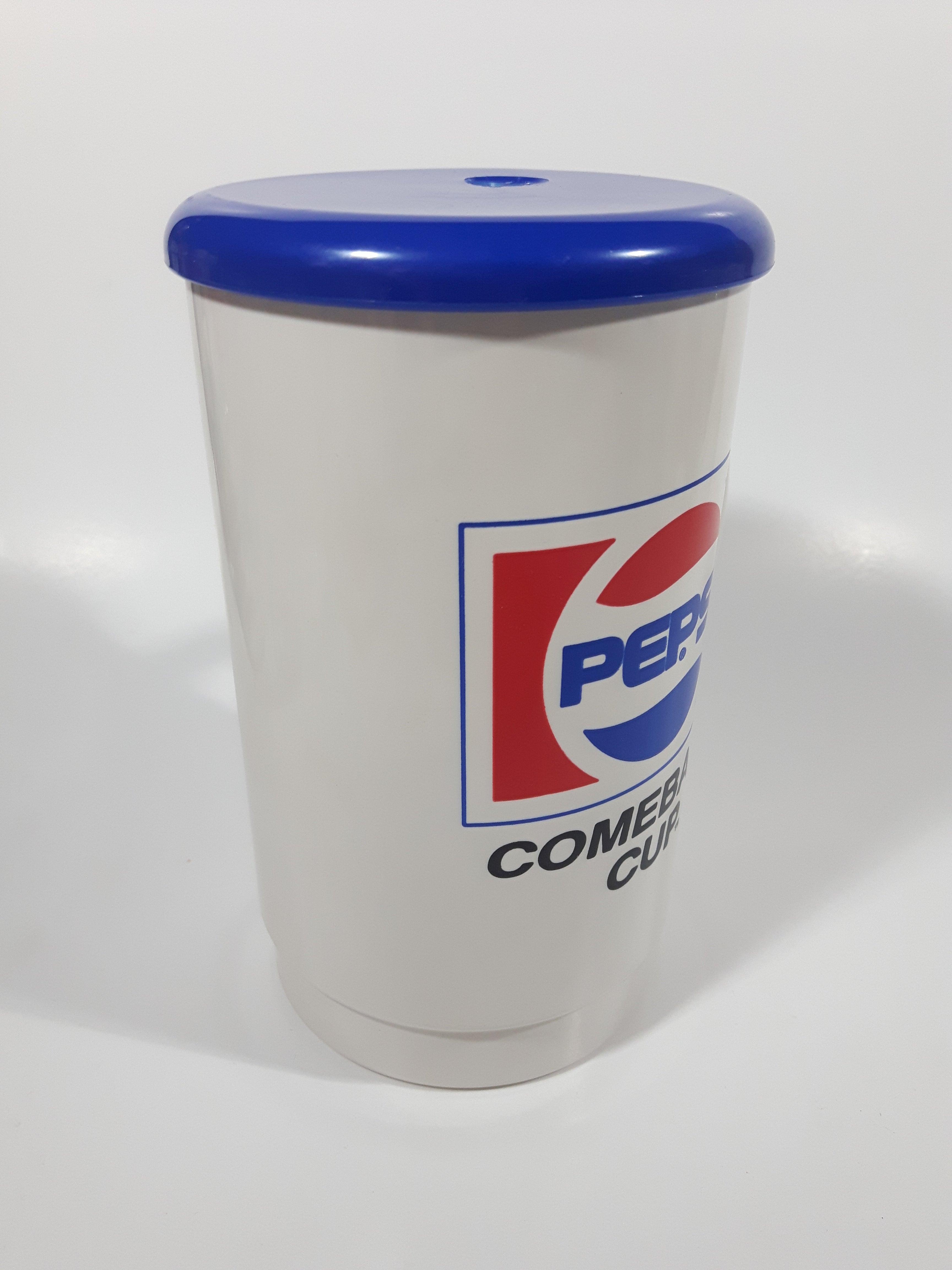 Vintage Pepsi Comeback Cup 6 1/2" Tall Plastic Travel Mug Cup with Lid 10