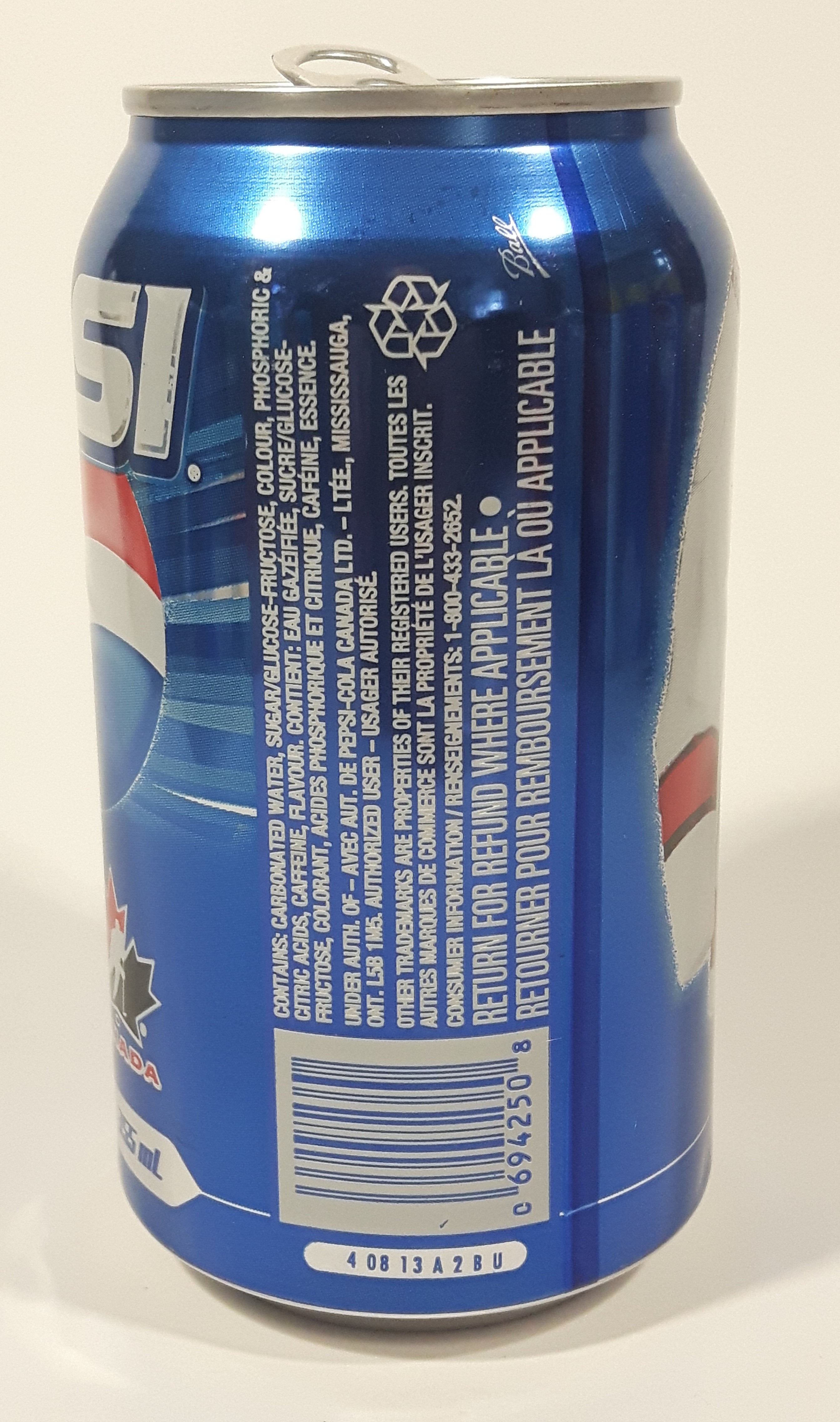 2002 Pepsi Cola Salt Lake City Winter Olympics Team Canada Hockey 355mL 4 3/4" Tall Aluminum Metal Pop Can 7