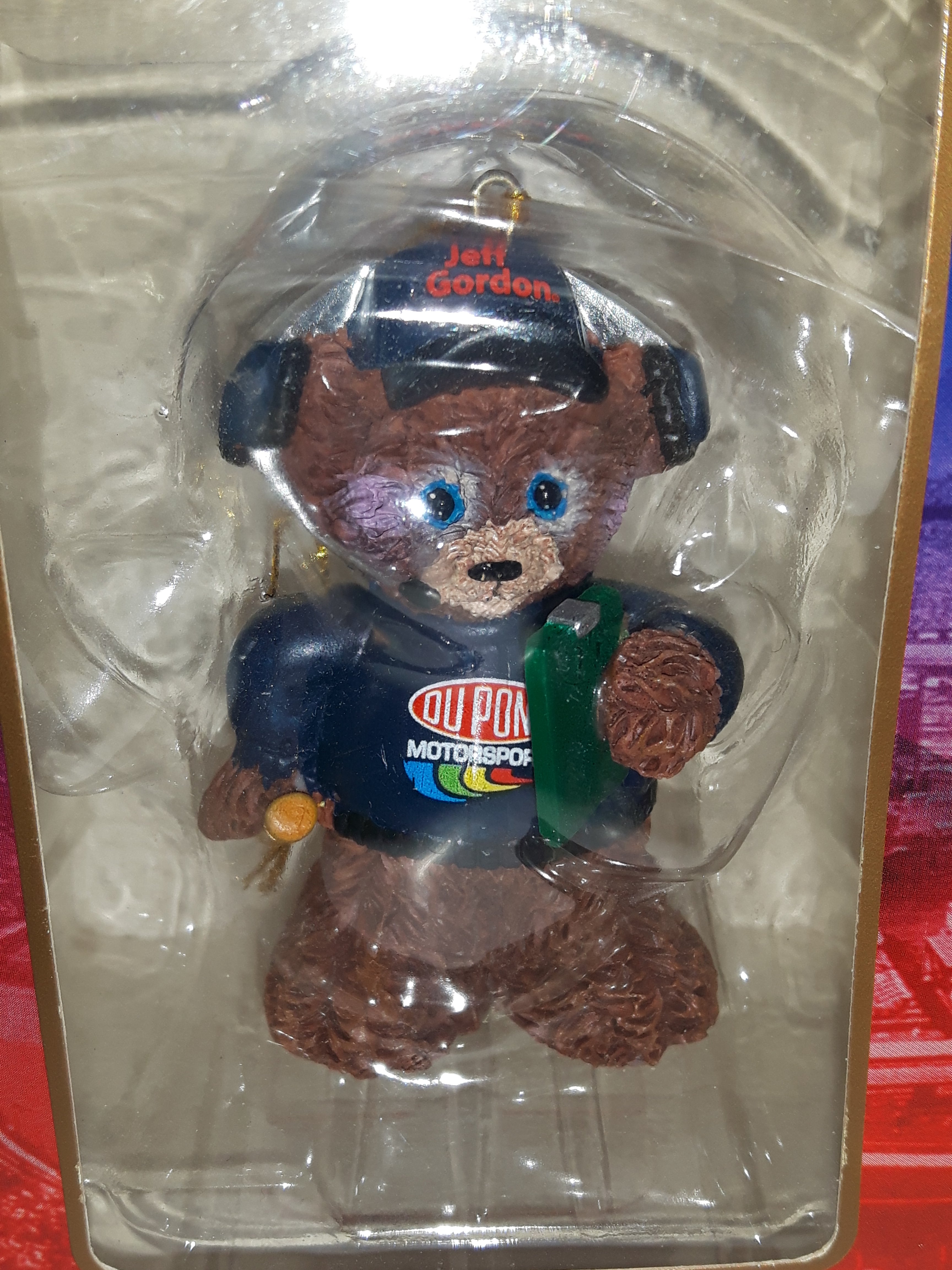 2006 Trevco NASCAR Dupont Motorsports #24 Jeff Gordon Brown Teddy Bear Resin Christmas Ornament New in Box 6